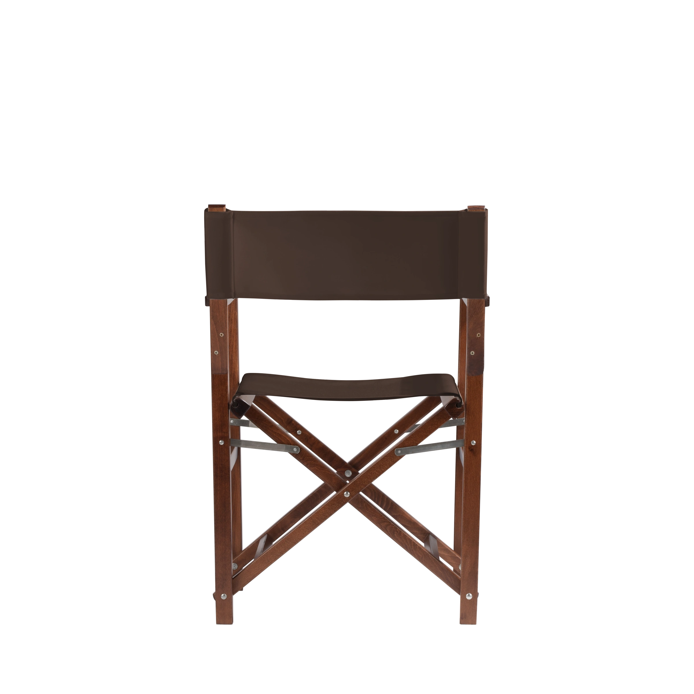 Regiestuhl Woody aus braunem Buchenholz mit Bezug in caffé, Rückansicht
#Classic | Set (Farbe)_caffé