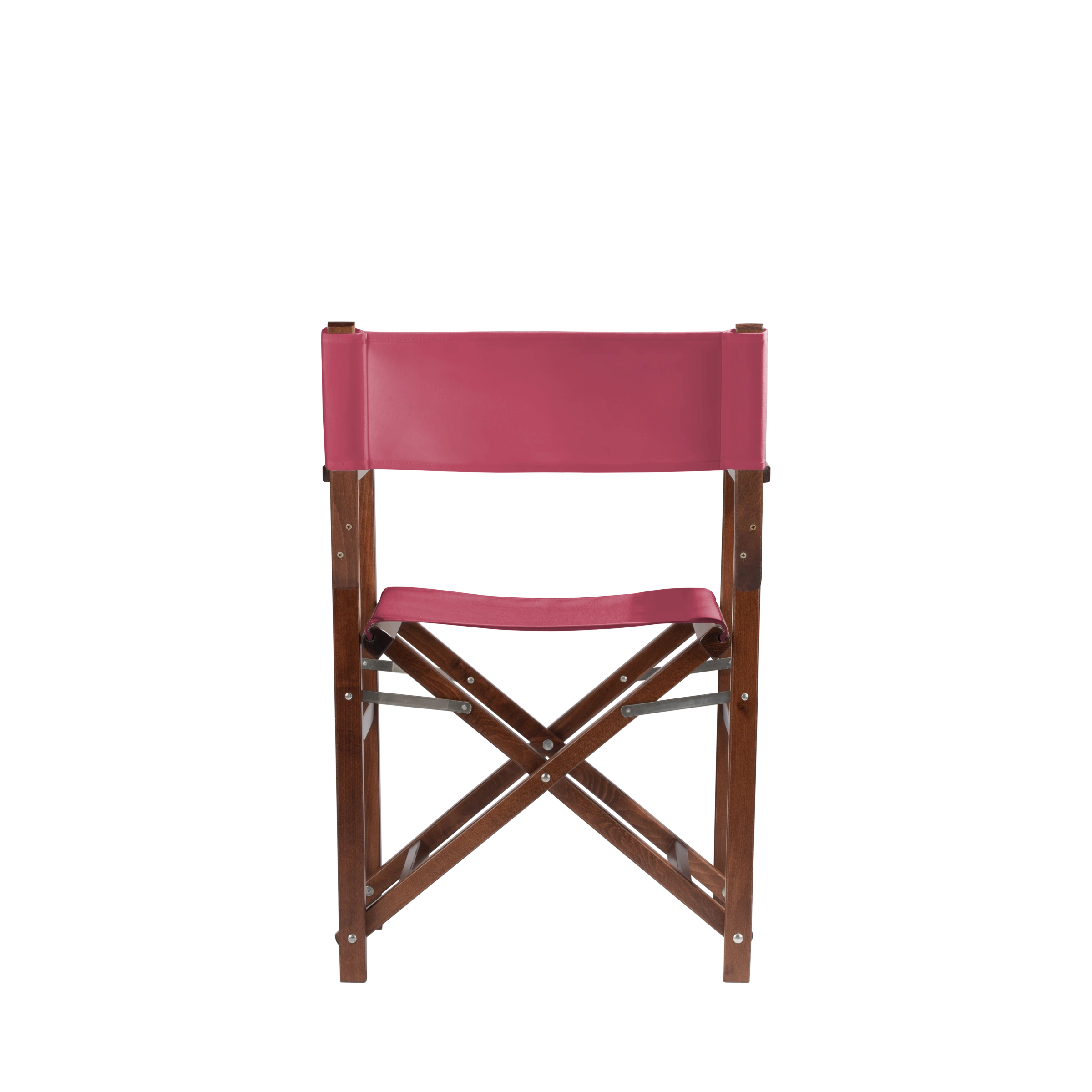 Regiestuhl Woody aus braunem Buchenholz mit Bezug in fuchsia, Rückansicht
#Classic | Set (Farbe)_fuchsia