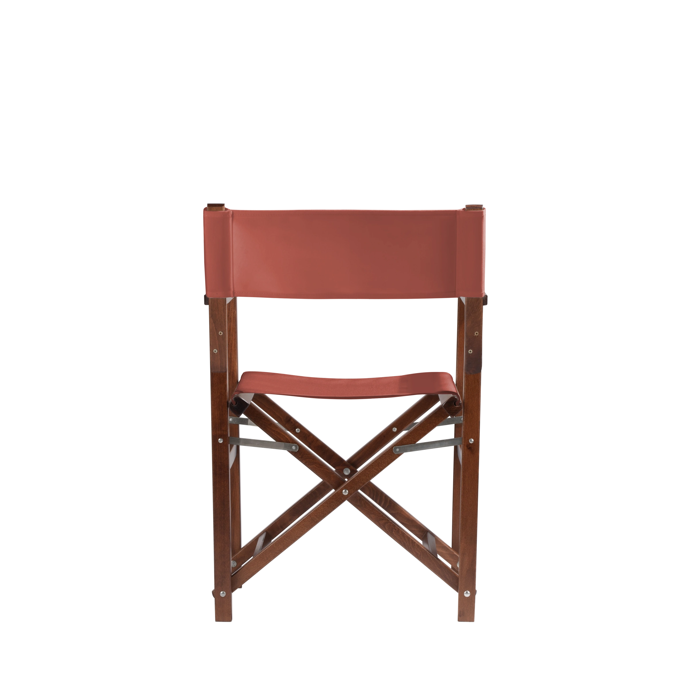 Regiestuhl Woody aus braunem Buchenholz mit Bezug in terracotta, Rückansicht
#Classic | Set (Farbe)_terracotta