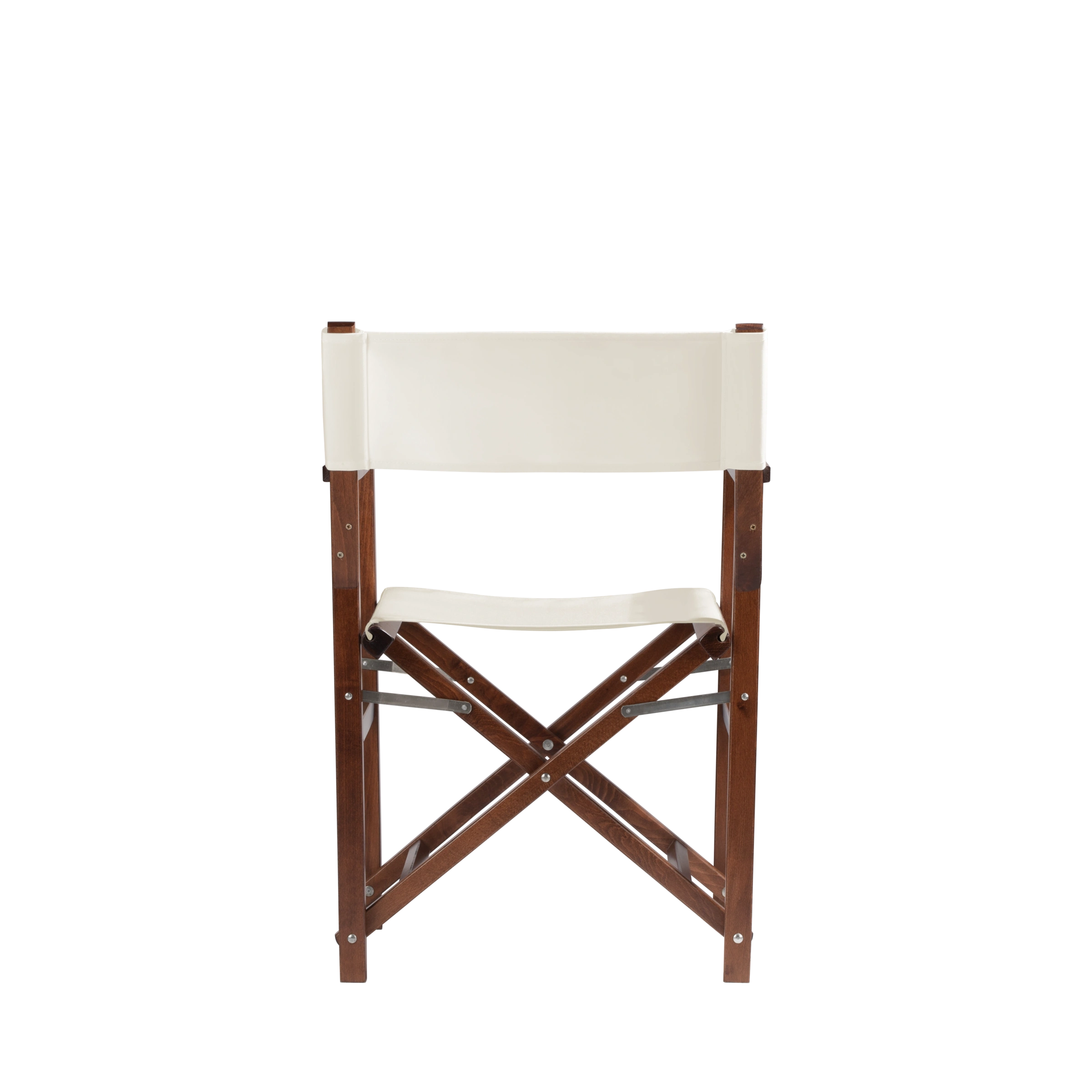 Regiestuhl Woody aus braunem Buchenholz mit weißem Bezug, Rückansicht
#Classic | Set (Farbe)_weiß