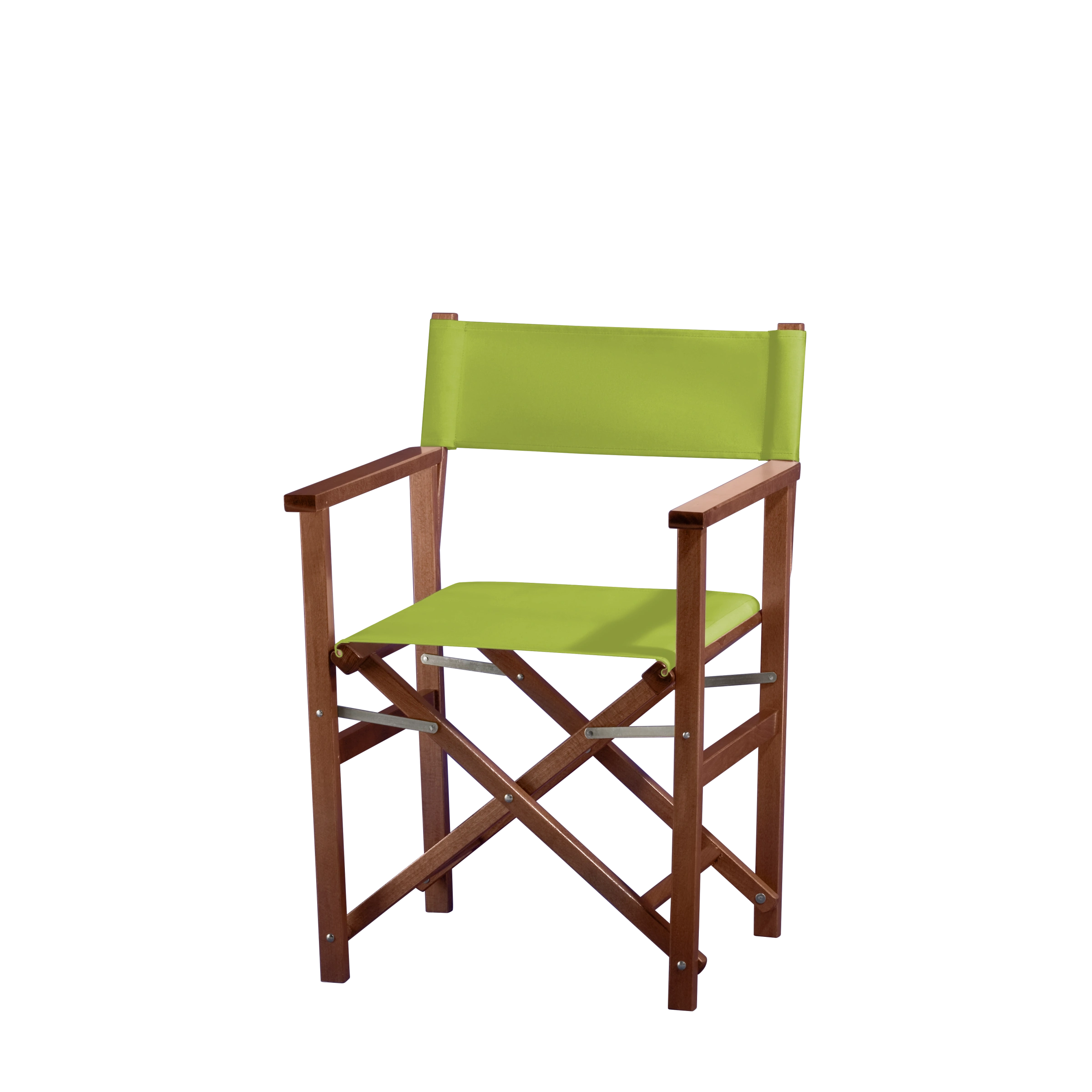 Regiestuhl Woody aus braunem Buchenholz mit hellgrünem Bezug, Seitenansicht
#Classic | Set (Farbe)_hellgrün