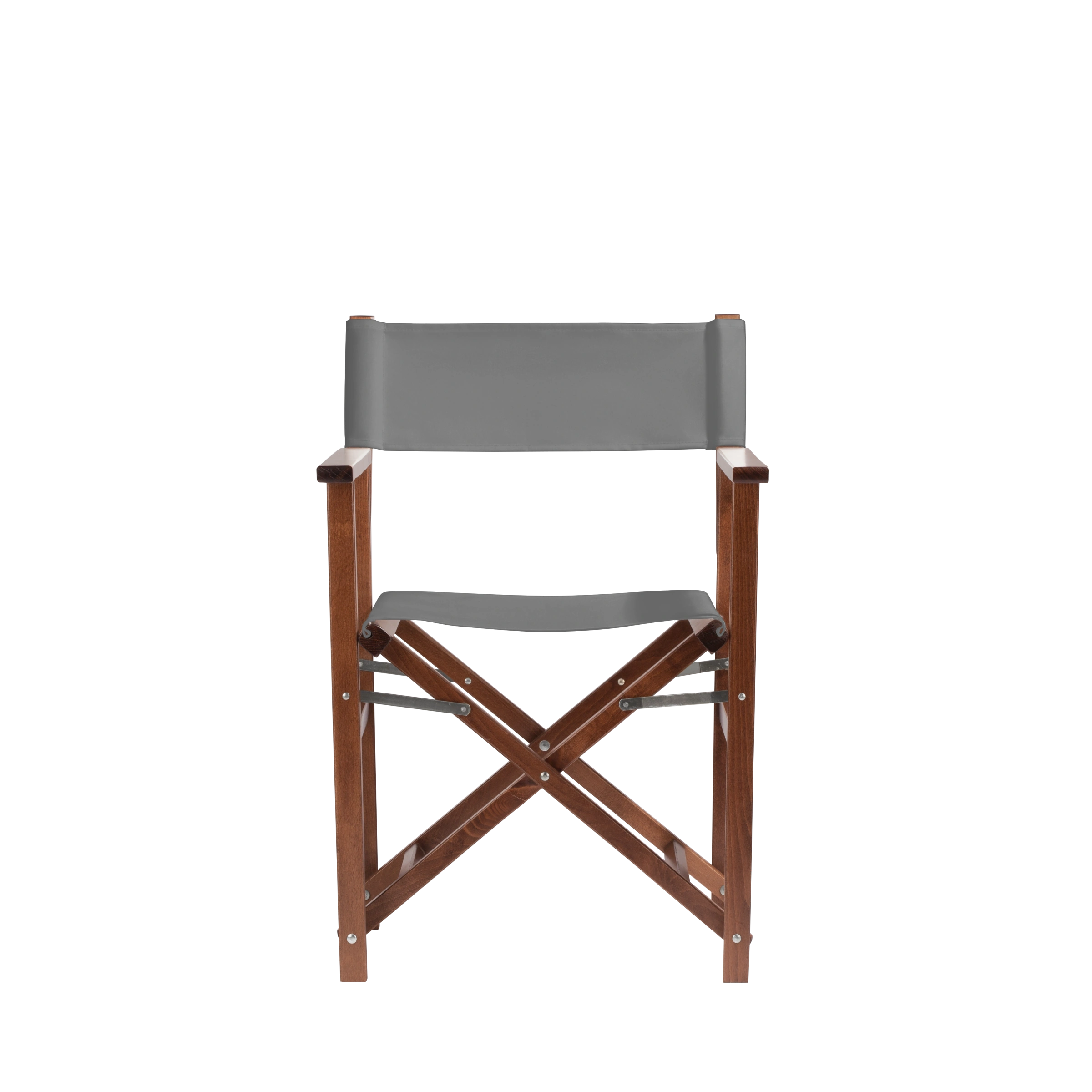 Regiestuhl Woody aus braunem Buchenholz mit anthrazitem Bezug, Frontalansicht
#Classic | Set (Farbe)_anthrazit