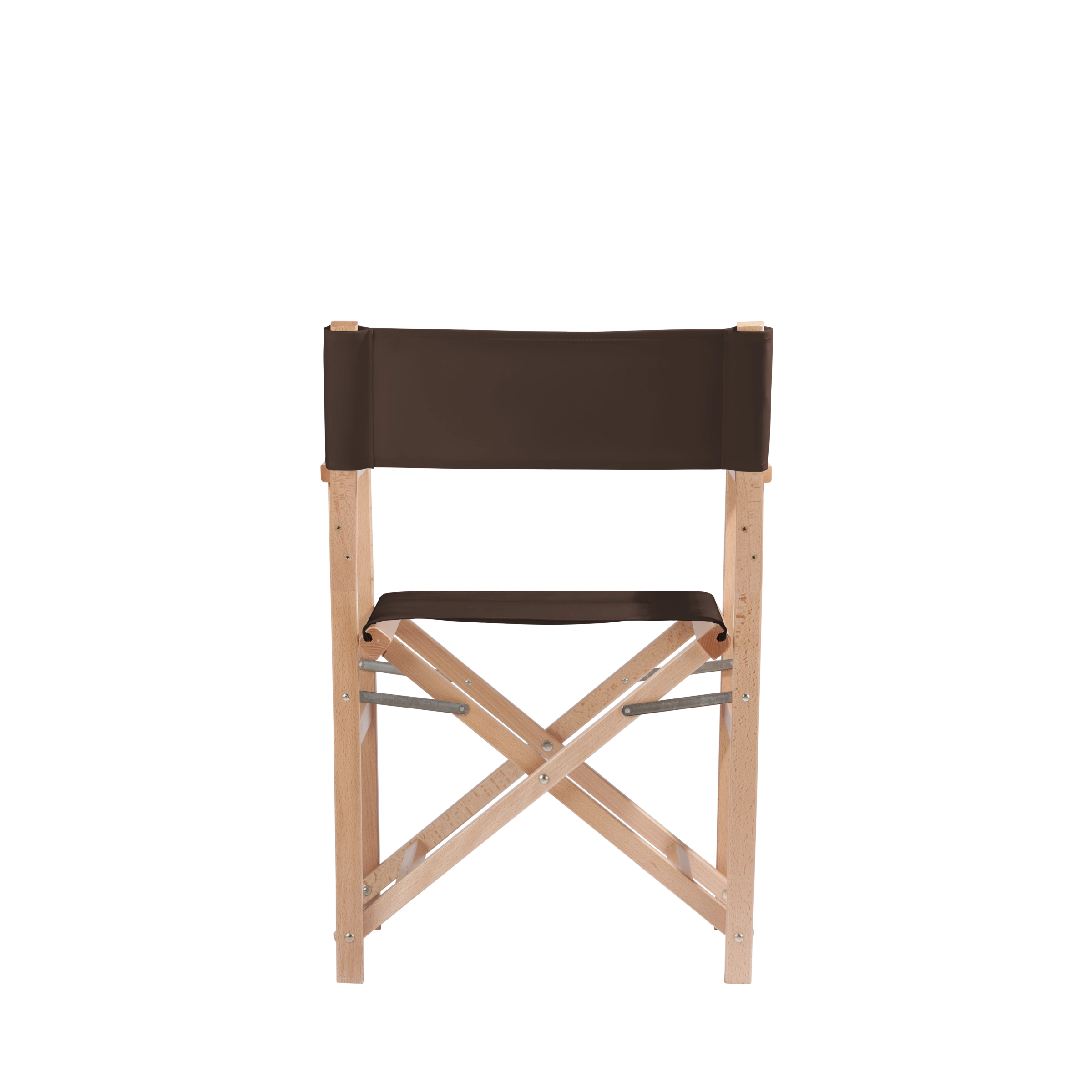 Regiestuhl Woody aus naturfarbenem Buchenholz mit Bezug in caffé, Rückansicht
#Classic | Set (Farbe)_caffé