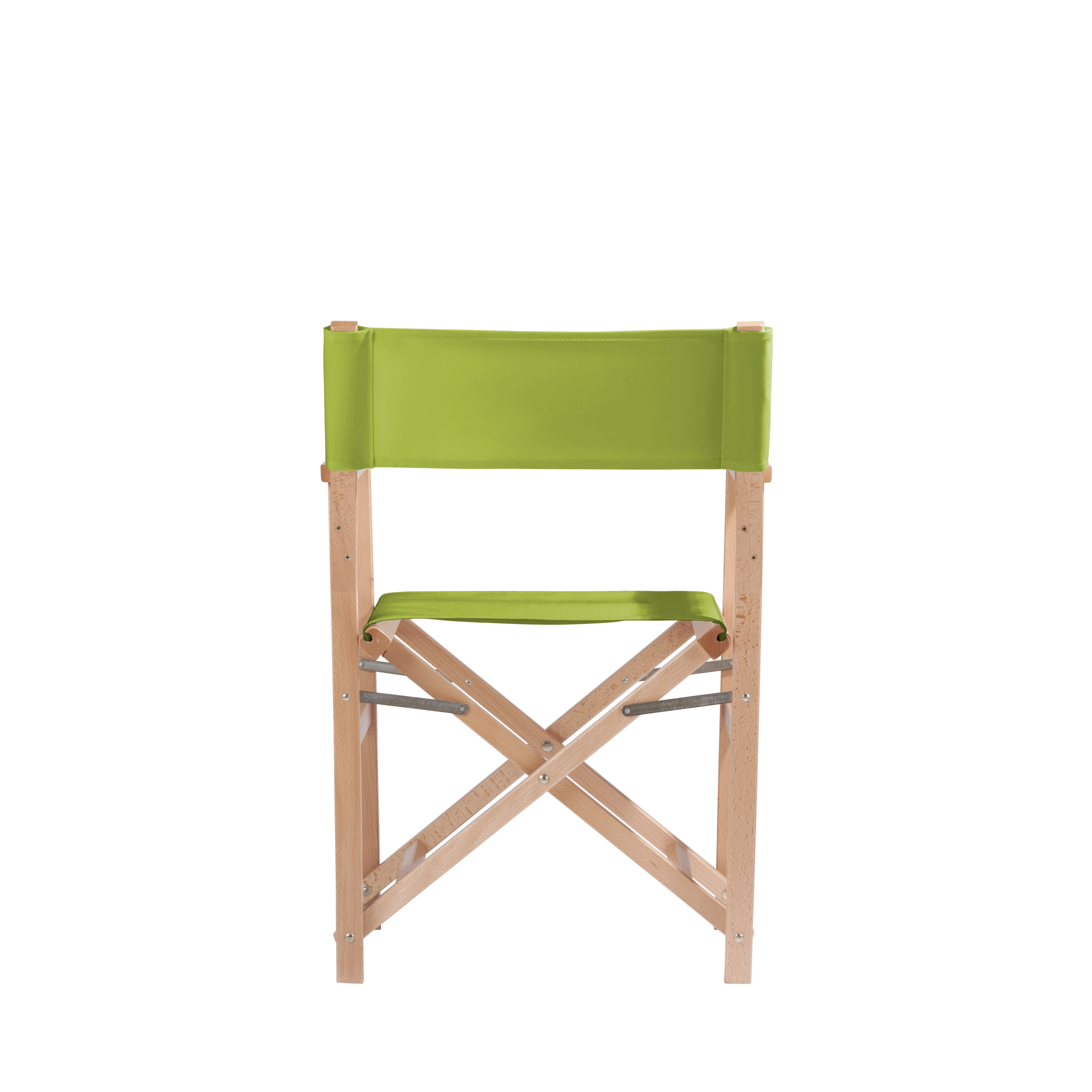 Regiestuhl Woody aus naturfarbenem Buchenholz mit hellgrünem Bezug, Rückansicht
#Classic | Set (Farbe)_hellgrün