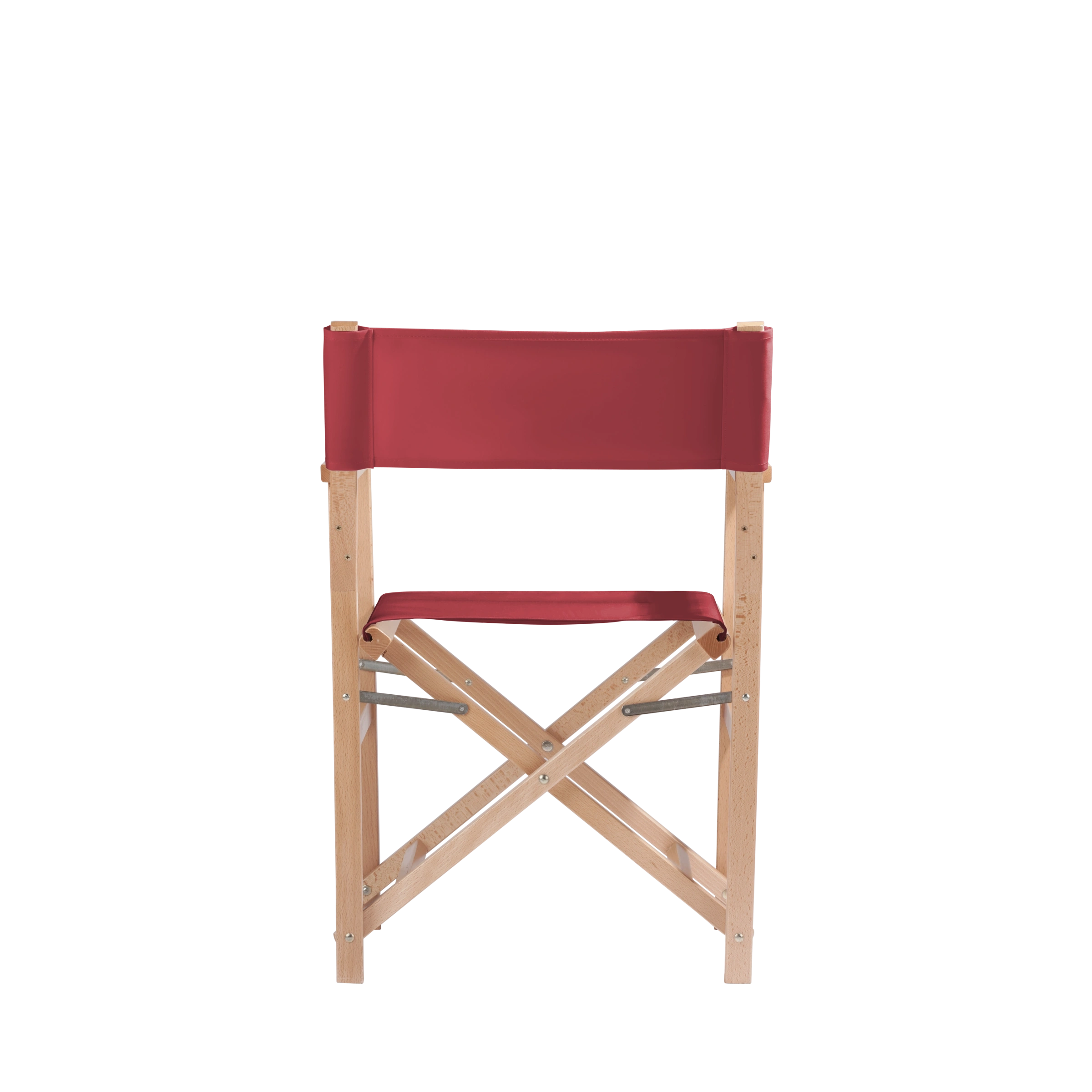 Regiestuhl Woody aus naturfarbenem Buchenholz mit rotem Bezug, Rückansicht
#Classic | Set (Farbe)_rot