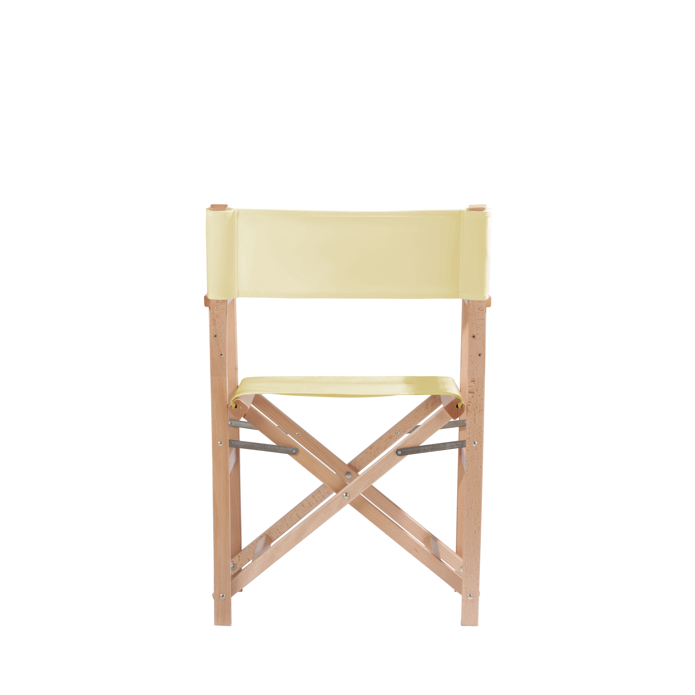 Regiestuhl Woody aus naturfarbenem Buchenholz mit Bezug in vanille, Rückansicht
#Classic | Set (Farbe)_vanille