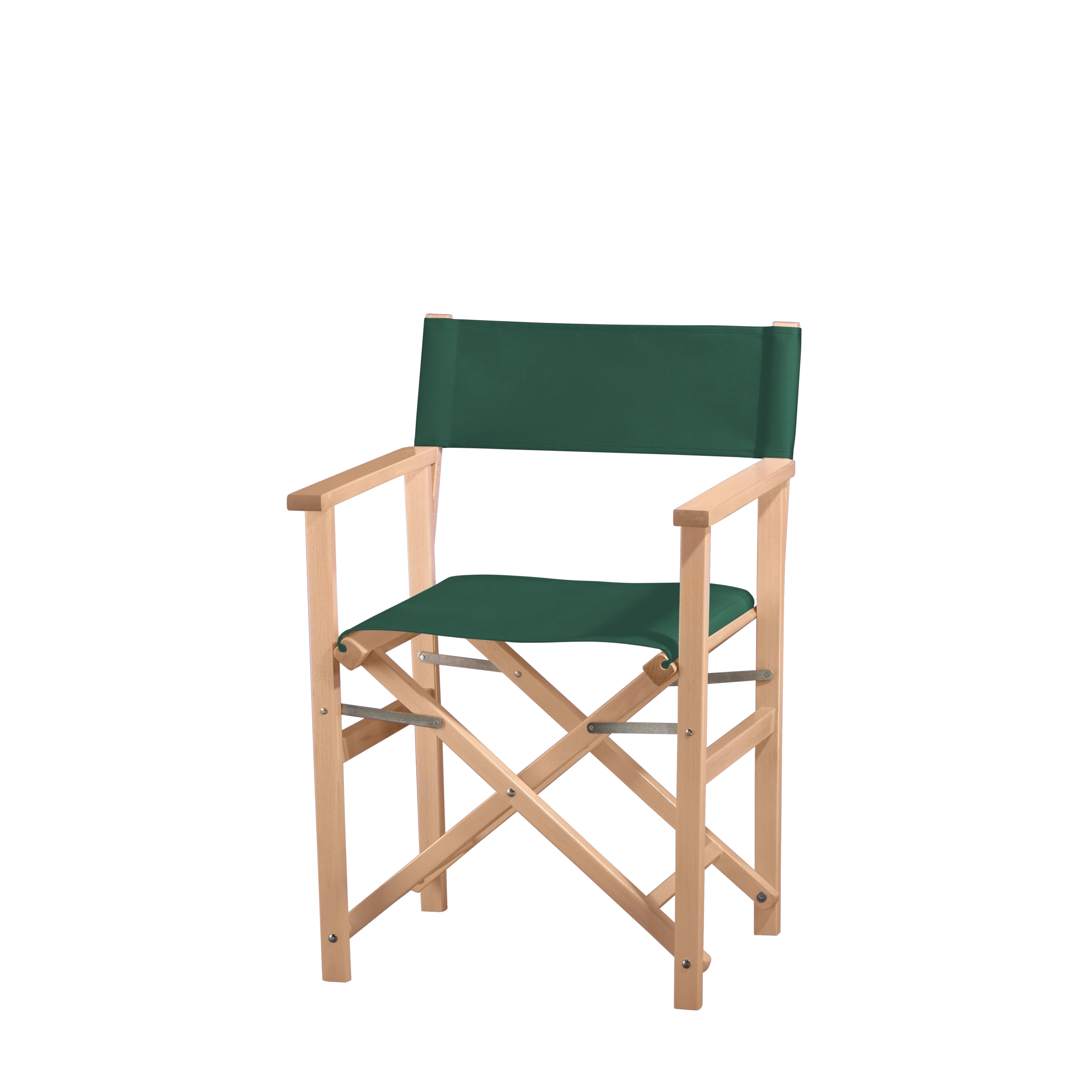 Regiestuhl Woody aus naturfarbenem Buchenholz mit dunkelgrünem Bezug, Seitenansicht
#Classic | Set (Farbe)_dunkelgrün