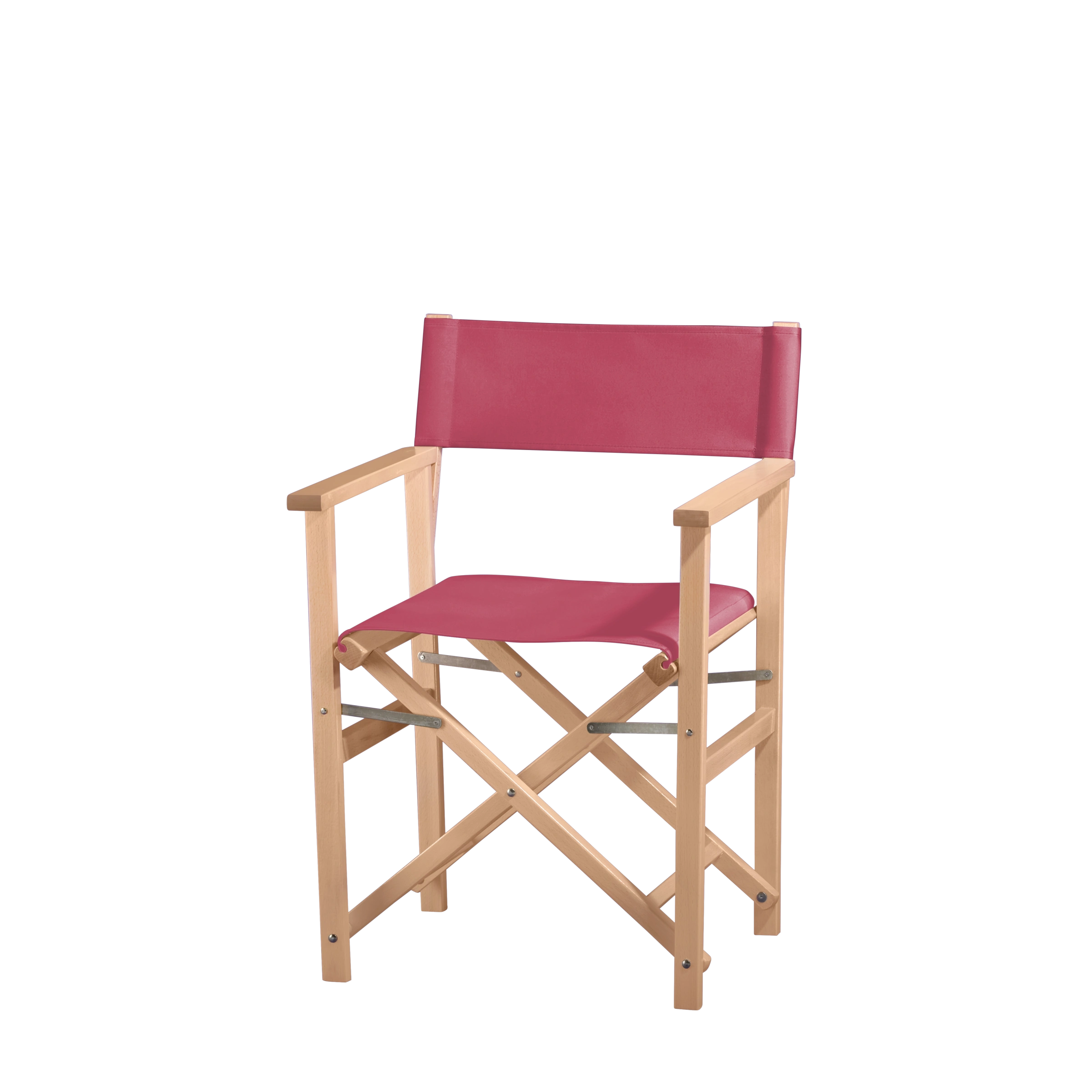 Regiestuhl Woody aus naturfarbenem Buchenholz mit Bezug in fuchsia, Seitenansicht
#Classic | Set (Farbe)_fuchsia
