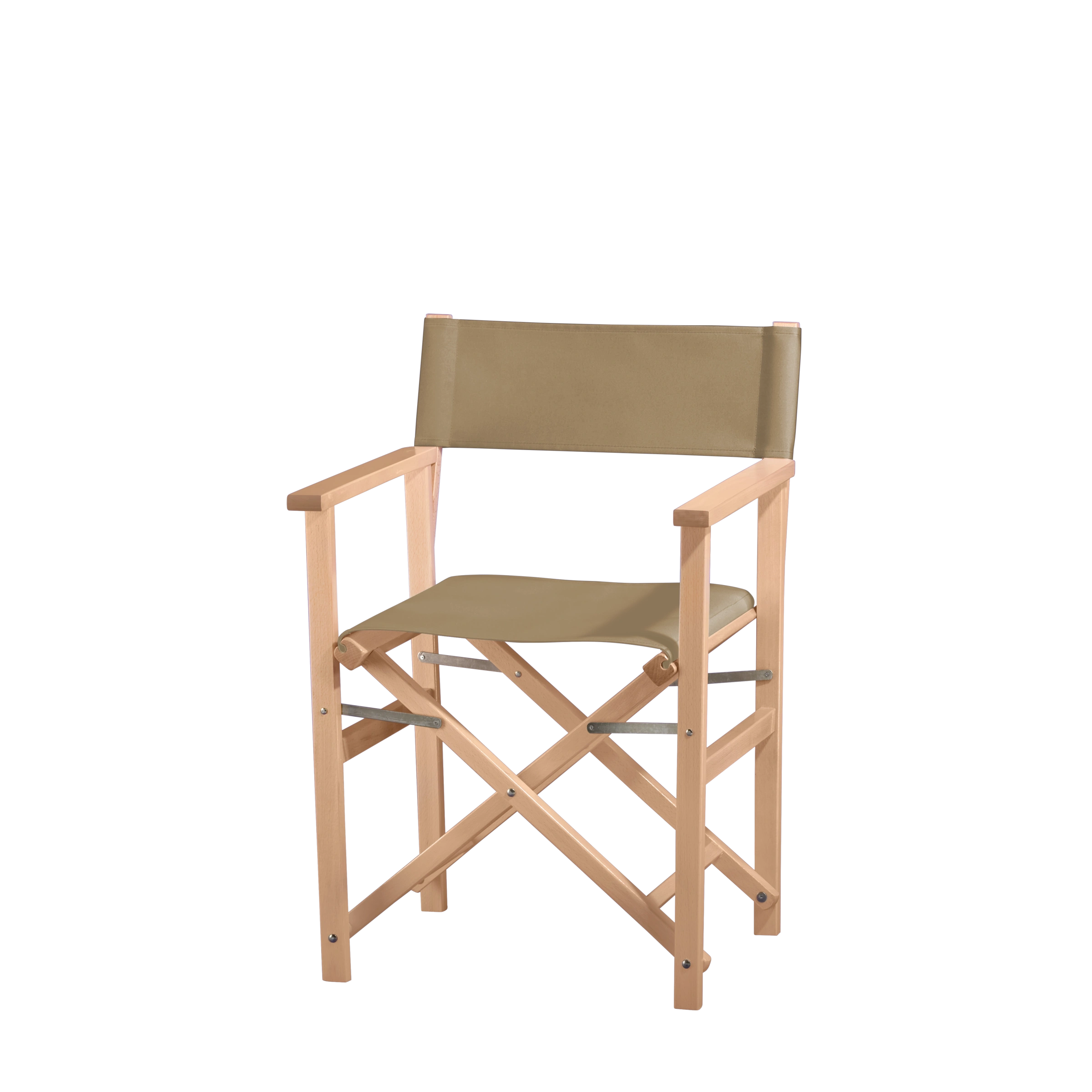 Regiestuhl Woody aus naturfarbenem Buchenholz mit Bezug in grau-beige, Seitenansicht
#Classic | Set (Farbe)_grau-beige