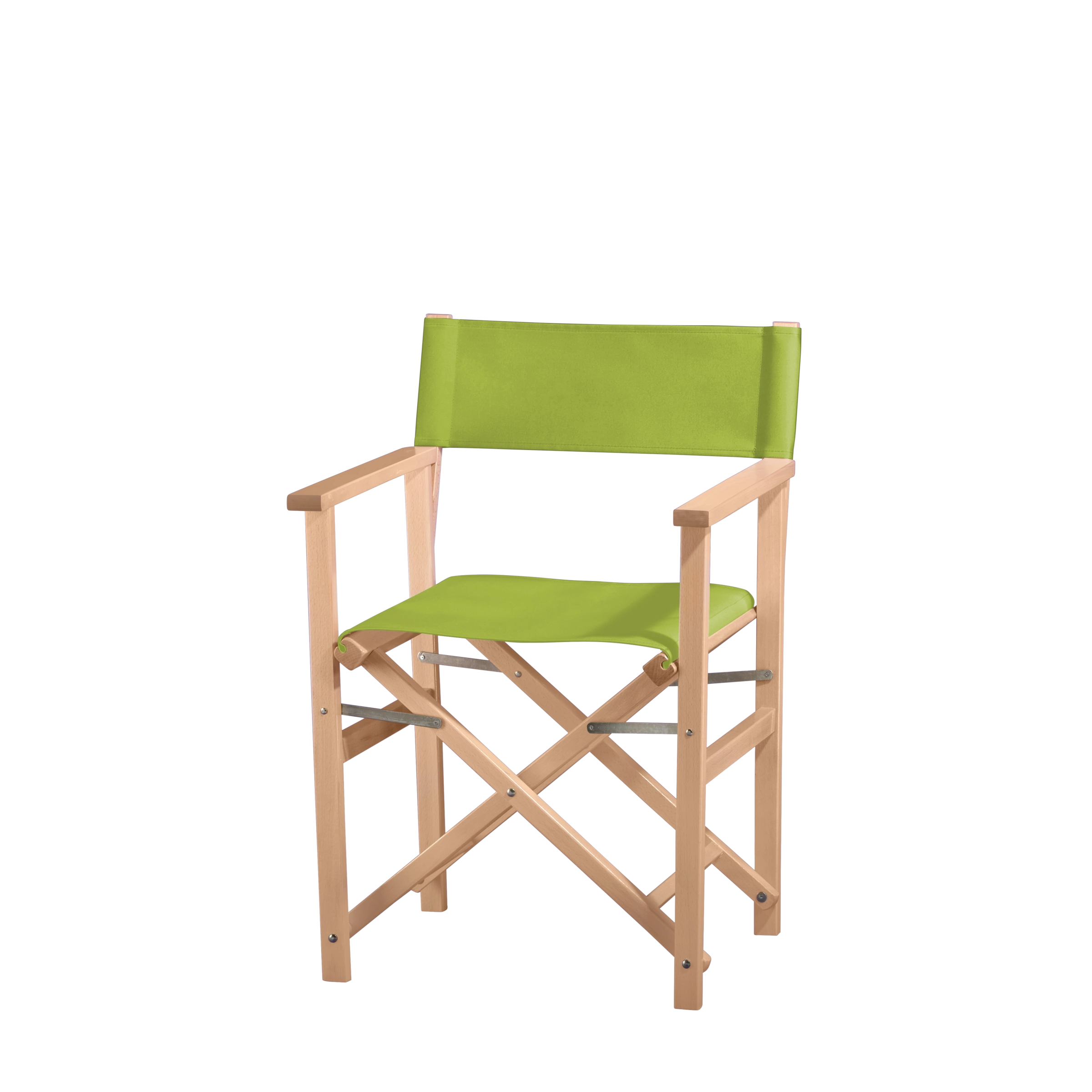 Regiestuhl Woody aus naturfarbenem Buchenholz mit hellgrünem Bezug, Seitenansicht
#Classic | Set (Farbe)_hellgrün