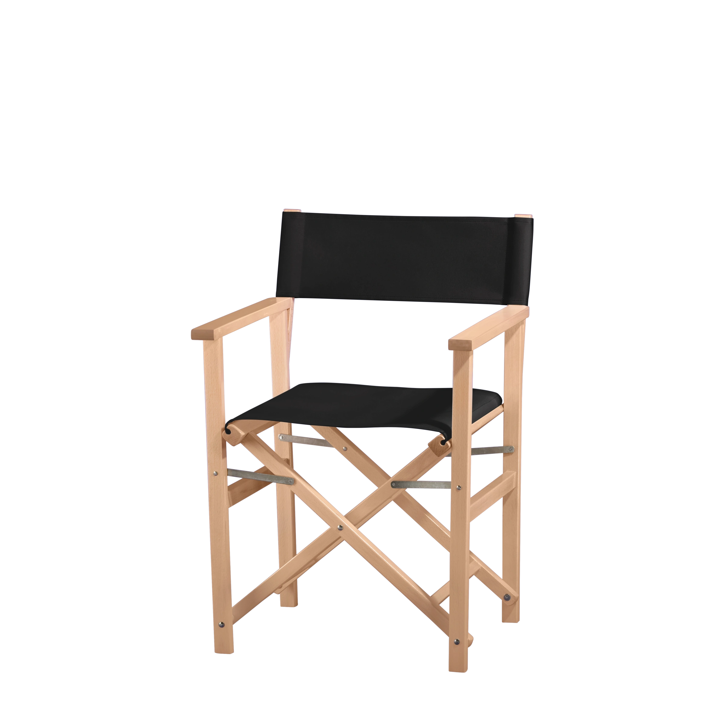 Regiestuhl Woody aus naturfarbenem Buchenholz mit schwarzem Bezug, Seitenansicht
#Classic | Set (Farbe)_schwarz