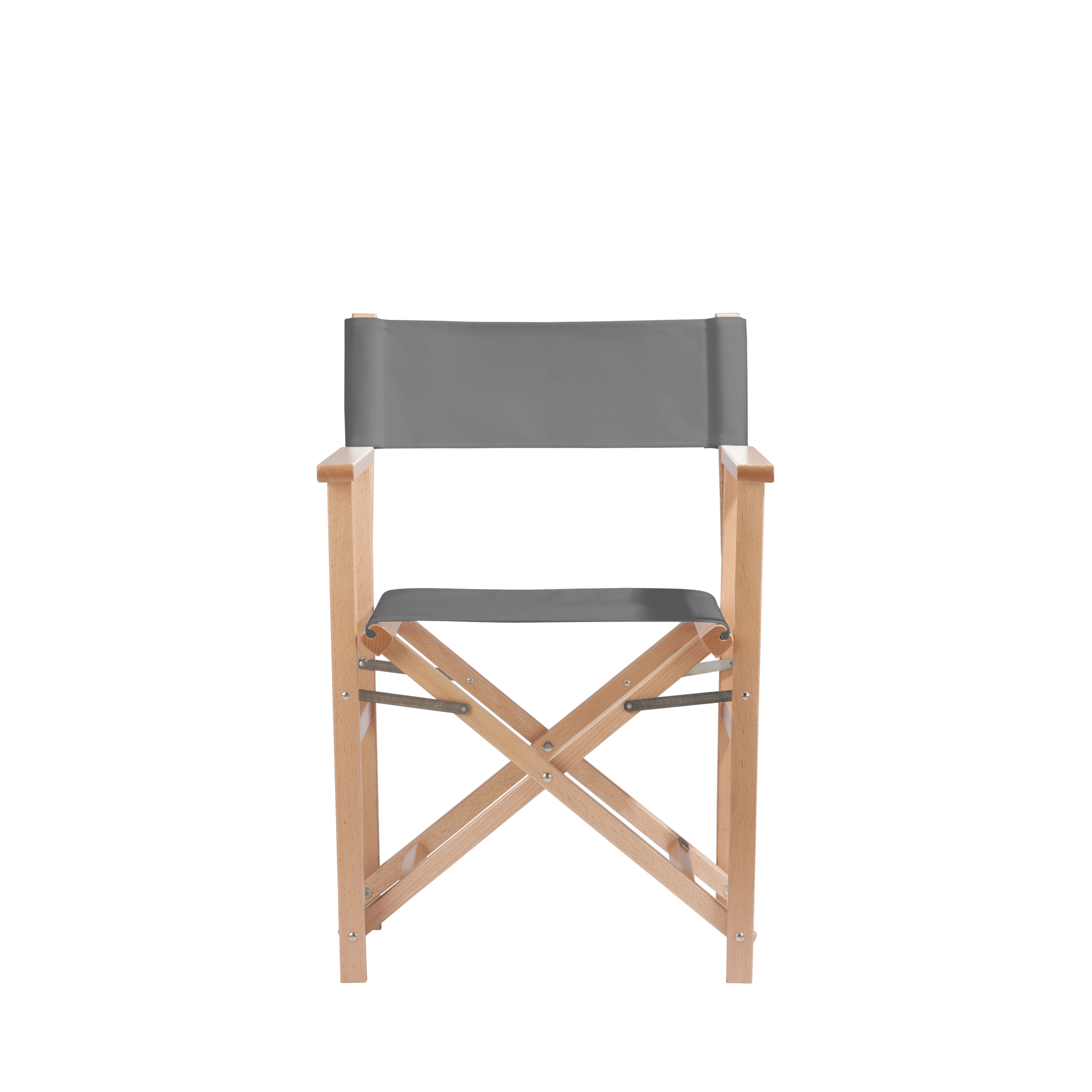 Regiestuhl Woody aus naturfarbenem Buchenholz mit anthrazitem Bezug, Frontalansicht
#Classic | Set (Farbe)_anthrazit