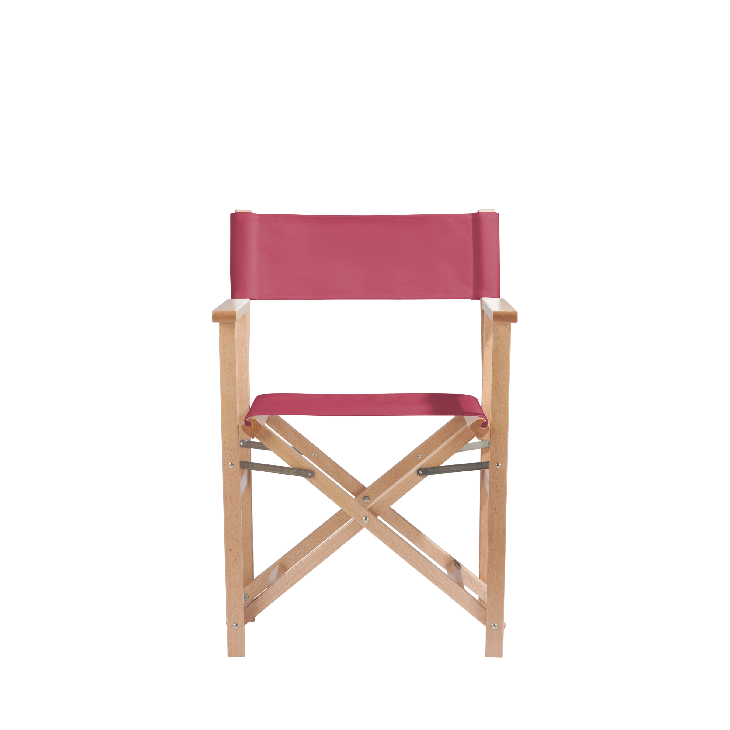 Regiestuhl Woody aus naturfarbenem Buchenholz mit Bezug in fuchsia, Frontalansicht
#Classic | Set (Farbe)_fuchsia