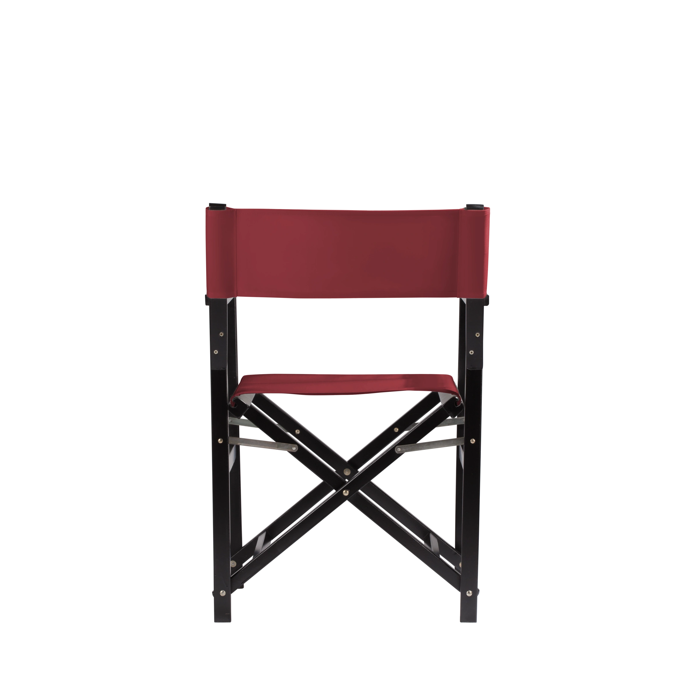 Regiestuhl Woody aus schwarzem Buchenholz mit Bezug in bordeaux, Rückansicht
#Classic | Set (Farbe)_bordeaux