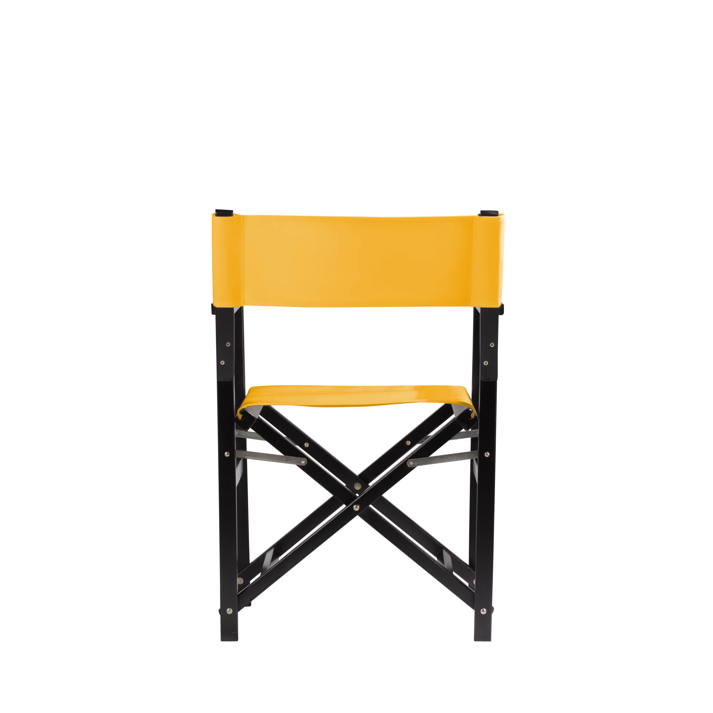 Regiestuhl Woody aus schwarzem Buchenholz mit gelbem Bezug, Rückansicht
#Classic | Set (Farbe)_gelb