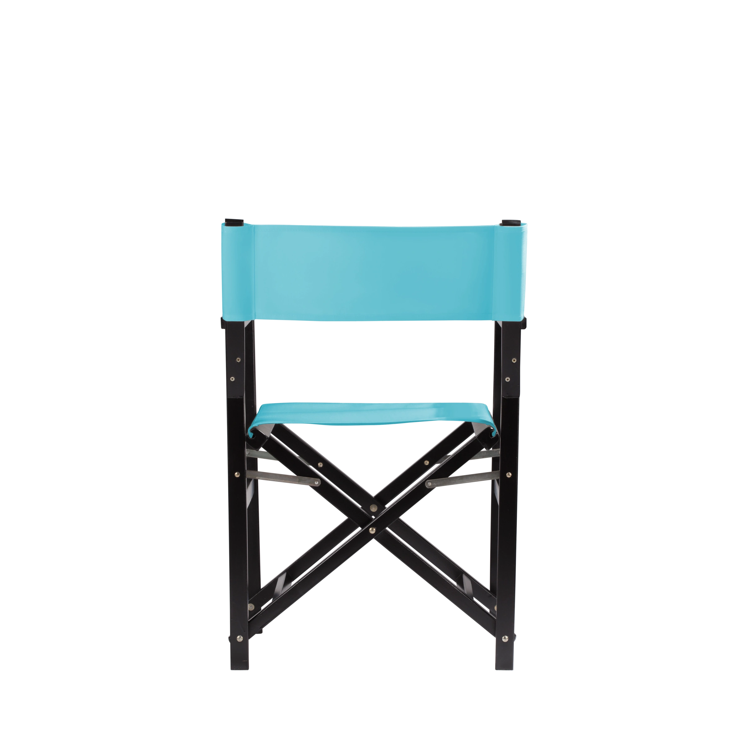 Regiestuhl Woody aus schwarzem Buchenholz mit hellblauem Bezug, Rückansicht
#Classic | Set (Farbe)_hellblau