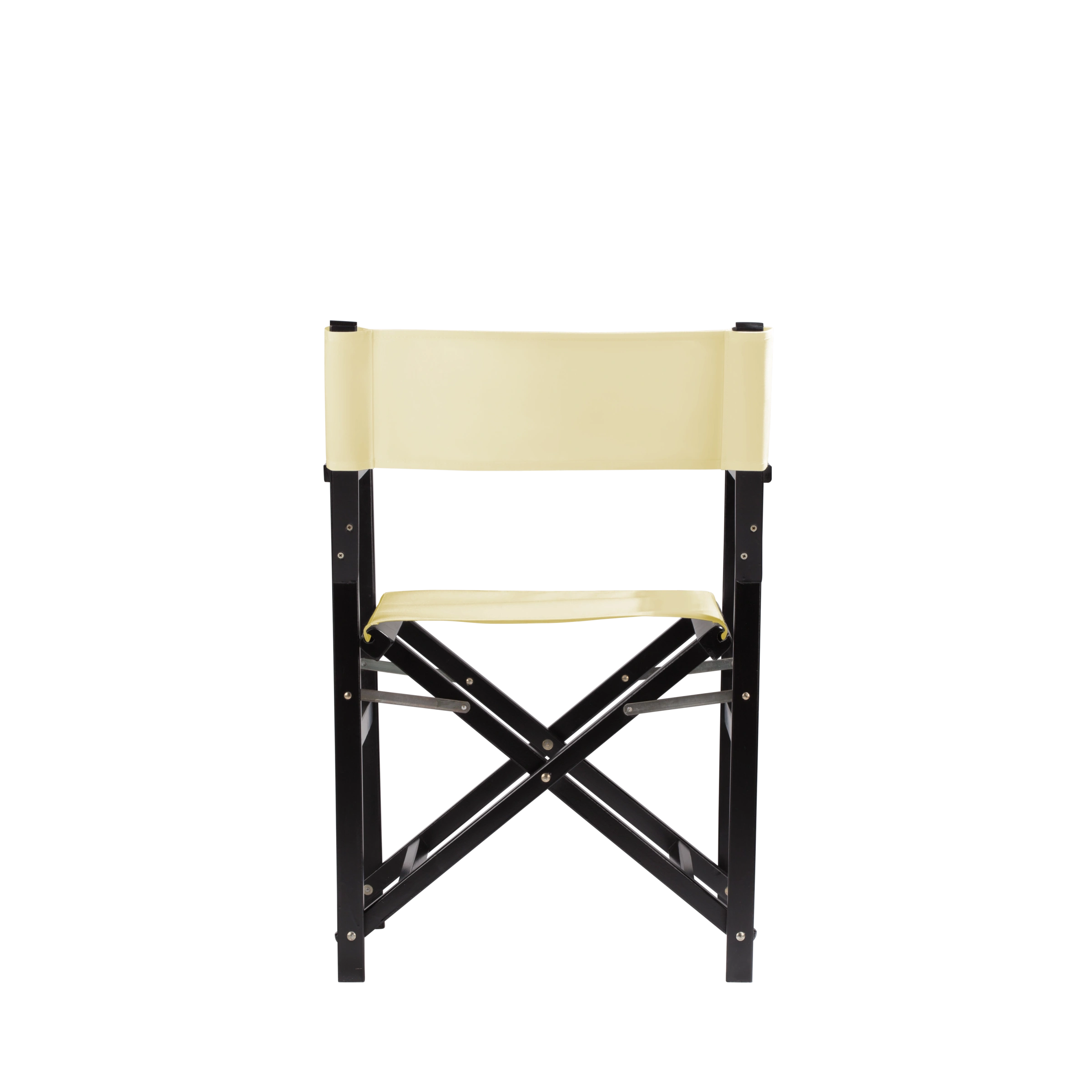 Regiestuhl Woody aus schwarzem Buchenholz mit Bezug in vanille, Rückansicht
#Classic | Set (Farbe)_vanille