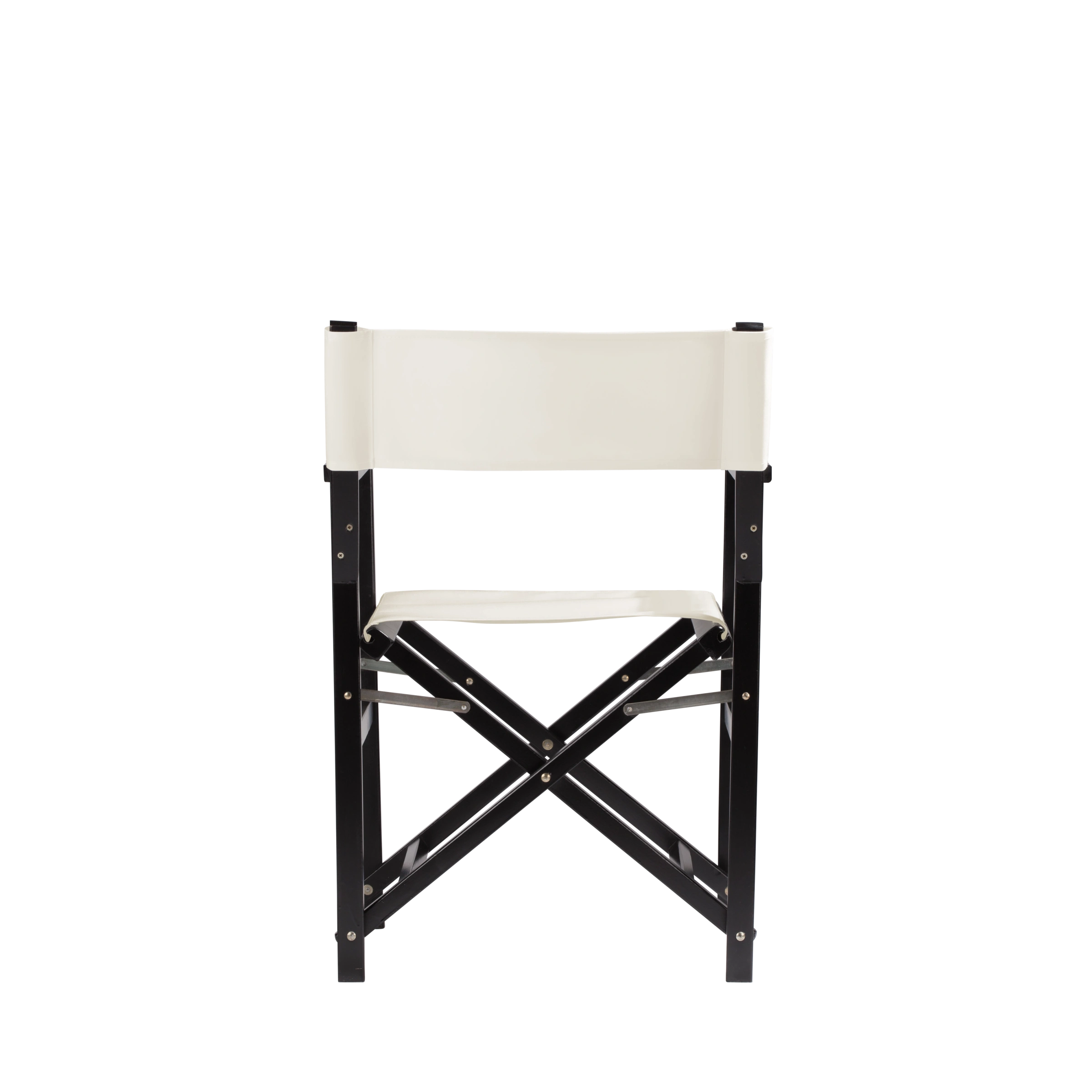 Regiestuhl Woody aus schwarzem Buchenholz mit weißem Bezug, Rückansicht
#Classic | Set (Farbe)_weiß