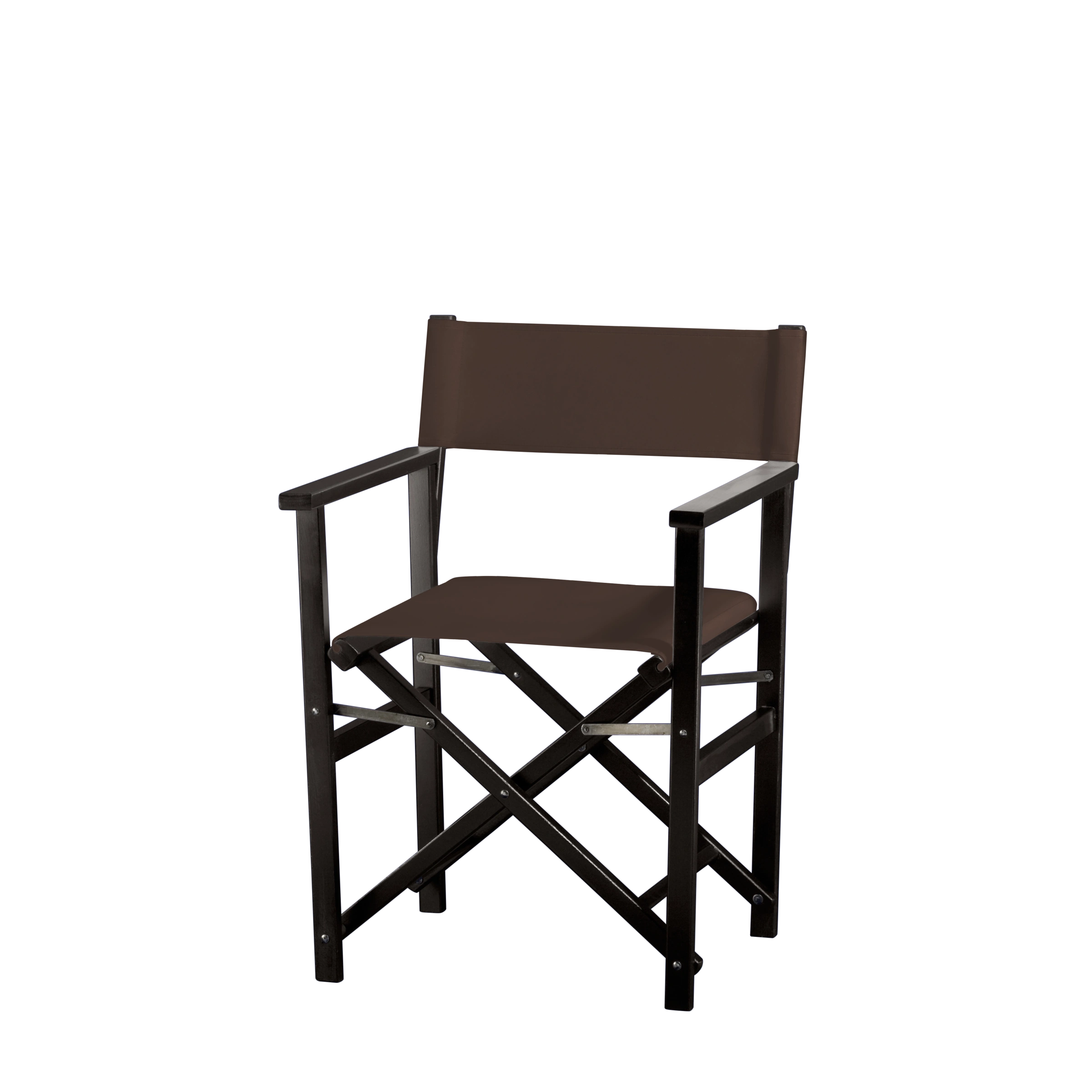 Regiestuhl Woody aus schwarzem Buchenholz mit Bezug in caffé, Seitenansicht
#Classic | Set (Farbe)_caffé