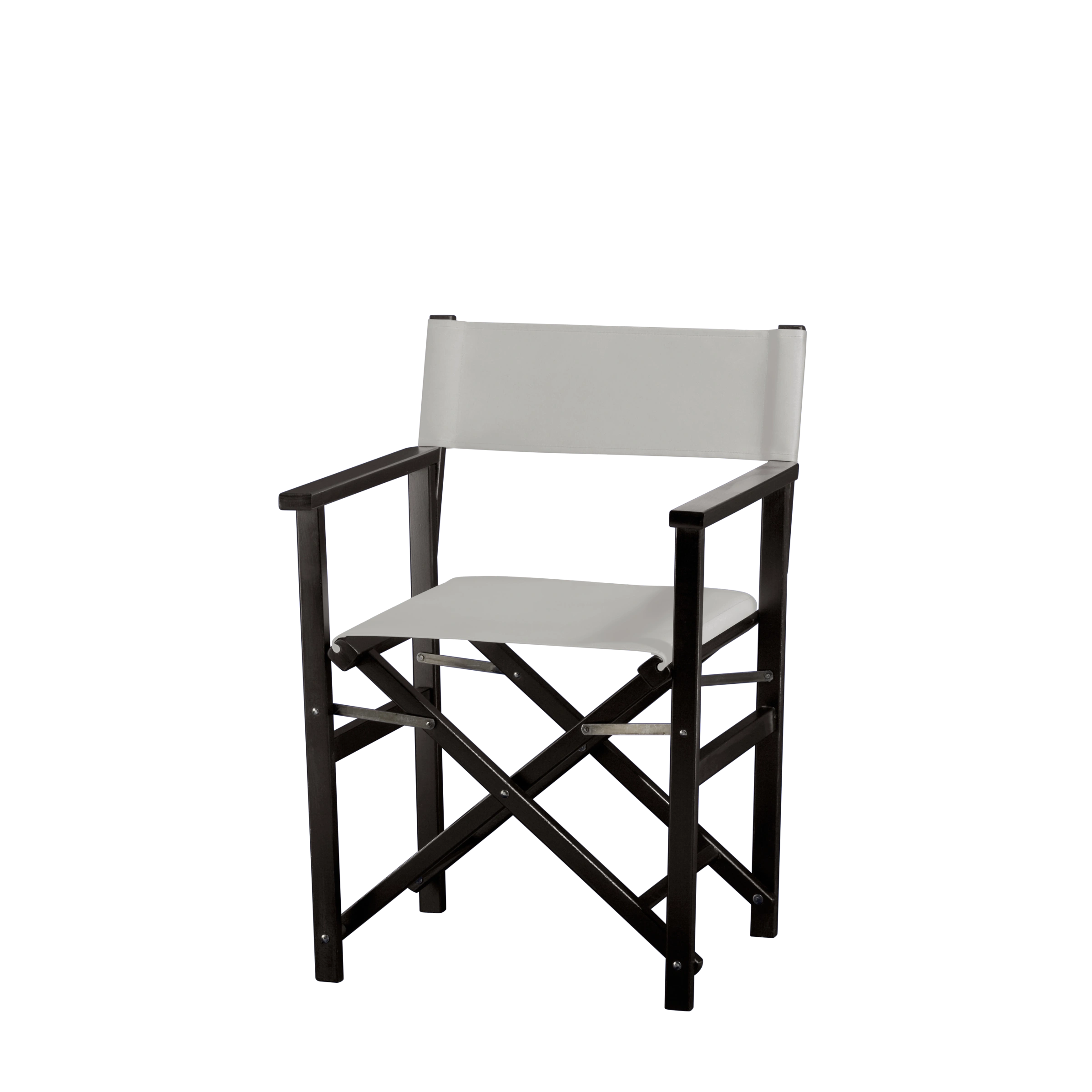 Regiestuhl Woody aus schwarzem Buchenholz mit hellgrauem Bezug, Seitenansicht
#Classic | Set (Farbe)_hellgrau