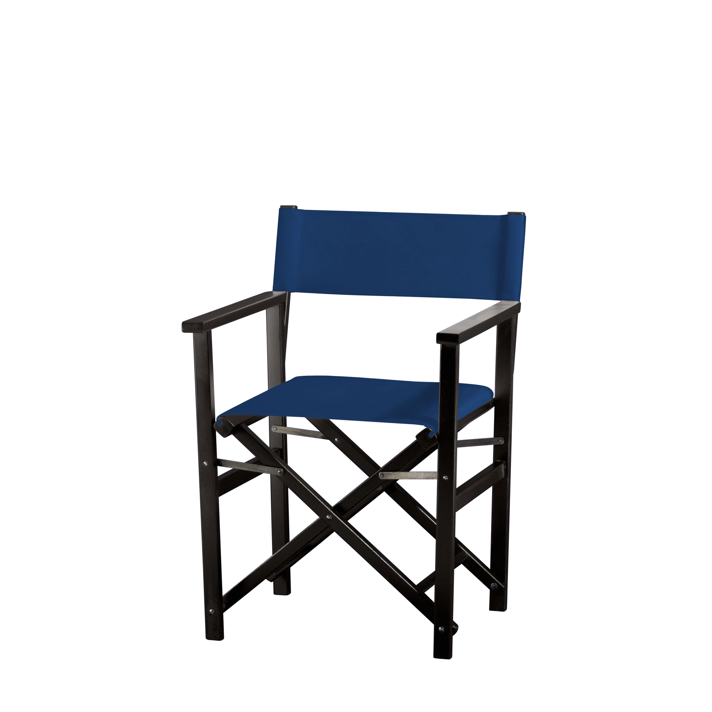 Regiestuhl Woody aus schwarzem Buchenholz mit Bezug in marine, Seitenansicht
#Classic | Set (Farbe)_marine