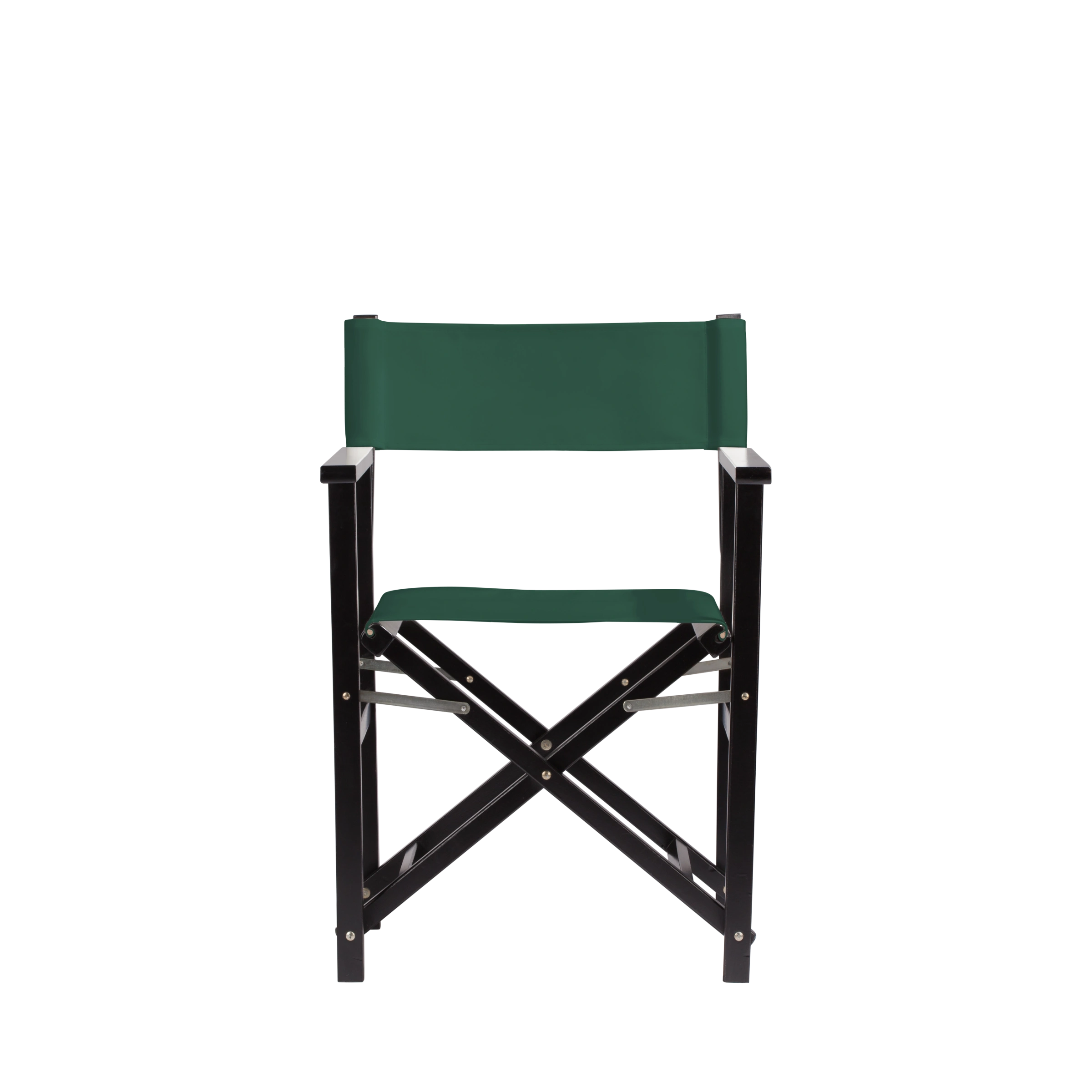 Regiestuhl Woody aus schwarzem Buchenholz mit dunkelgrünem Bezug, Frontalansicht
#Classic | Set (Farbe)_dunkelgrün