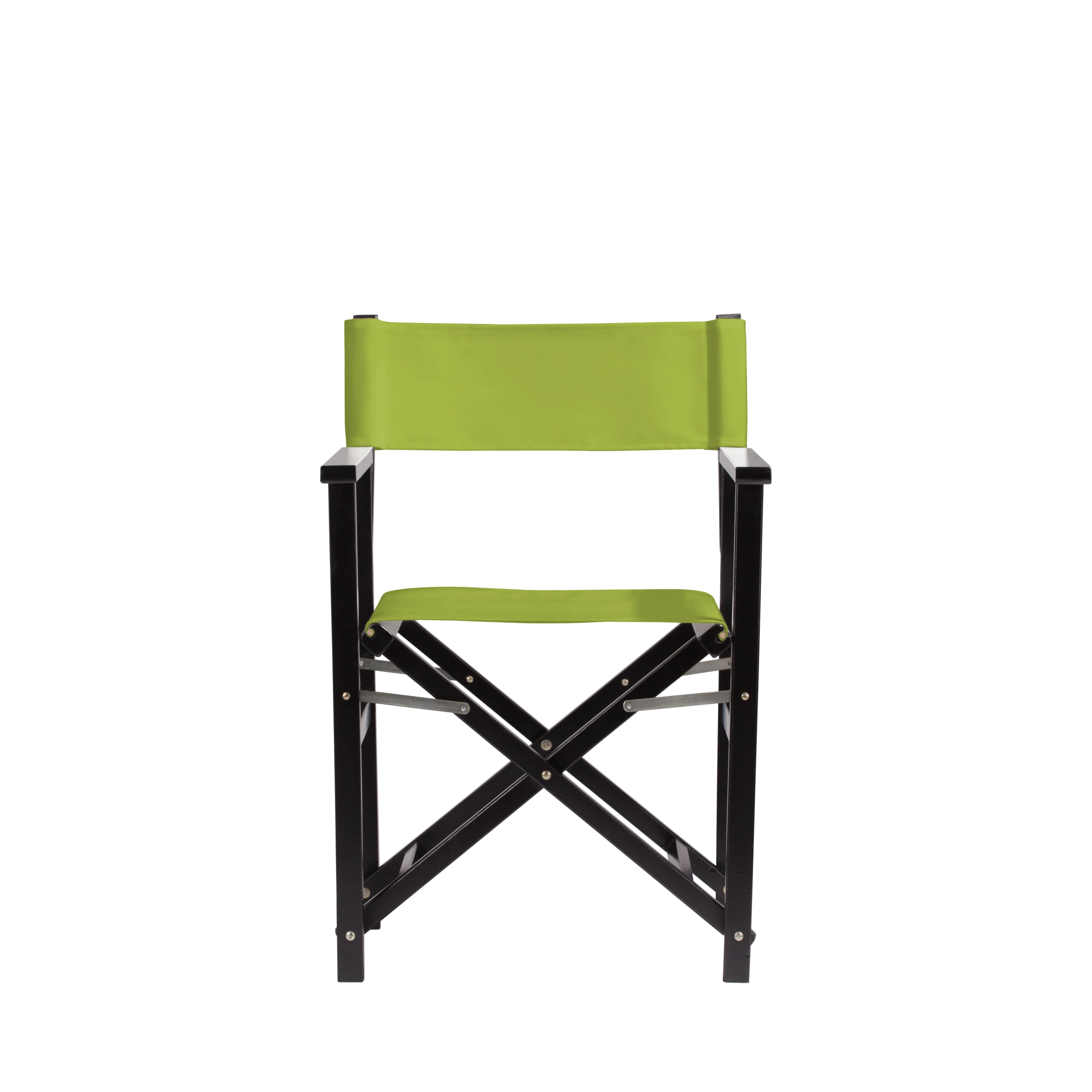 Regiestuhl Woody aus schwarzem Buchenholz mit hellgrünem Bezug, Frontalansicht
#Classic | Set (Farbe)_hellgrün