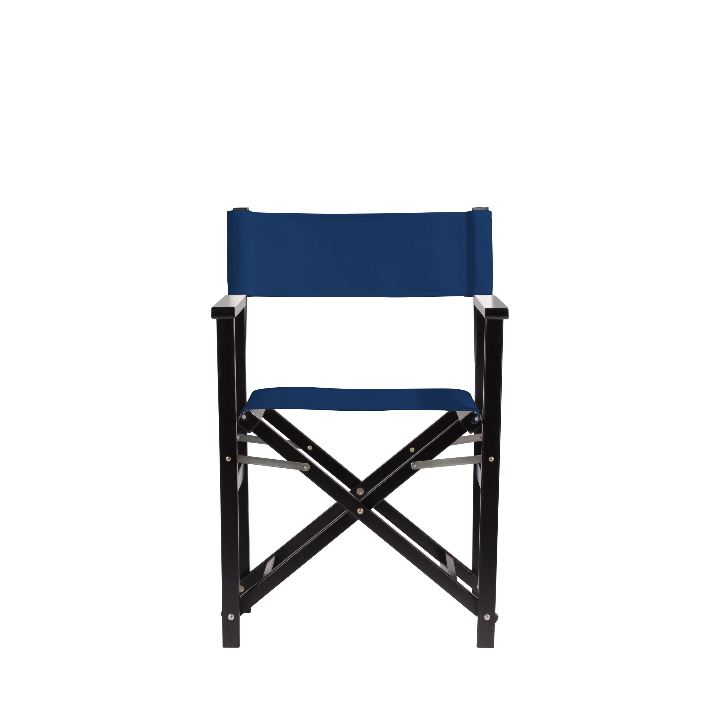 Regiestuhl Woody aus schwarzem Buchenholz mit Bezug in marine, Frontalansicht
#Classic | Set (Farbe)_marine