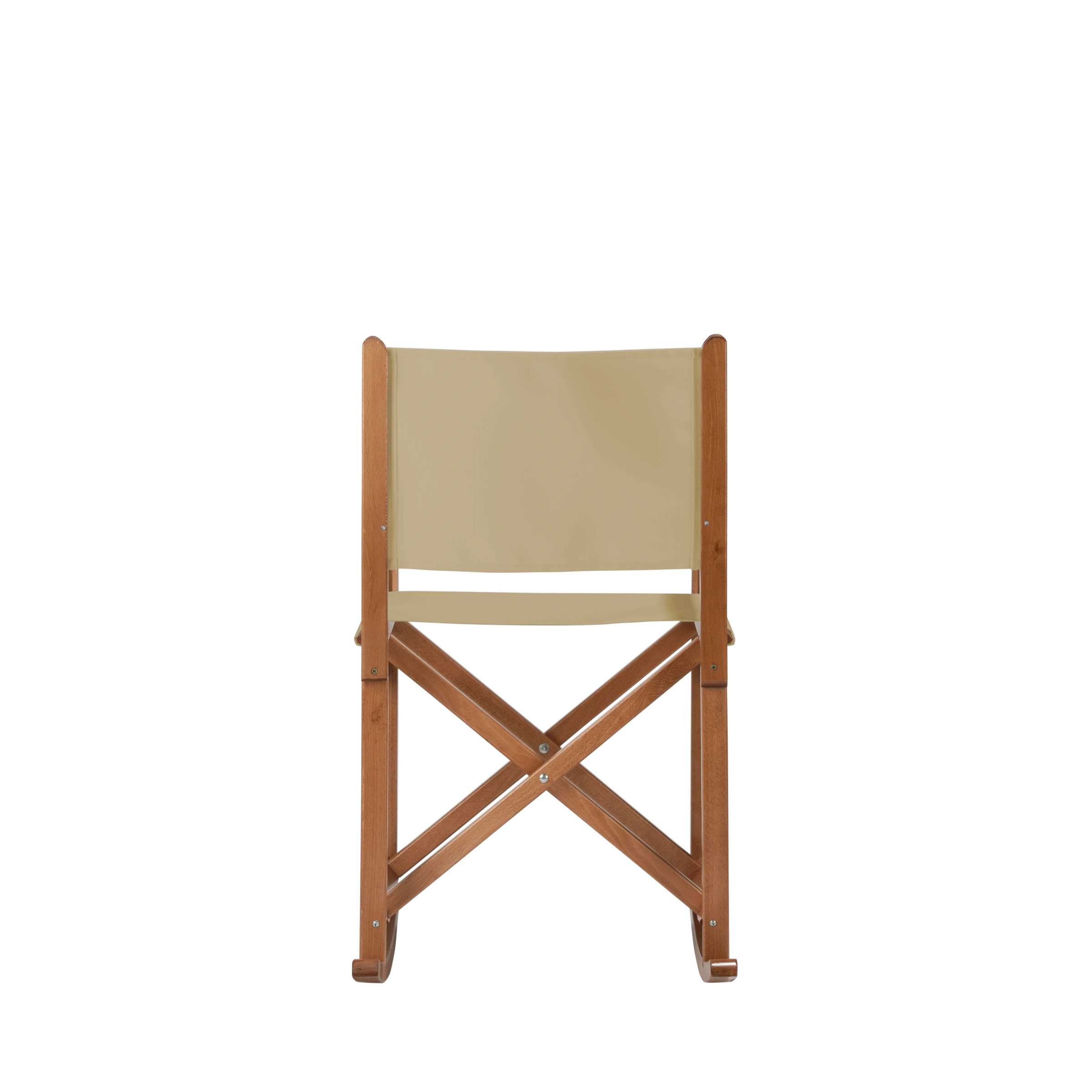 Schaukelstuhl Helmut aus brandyfarbenem Buchenholz mit Bezug in beige, Rückansicht
#Swing | Set (Farbe)_beige