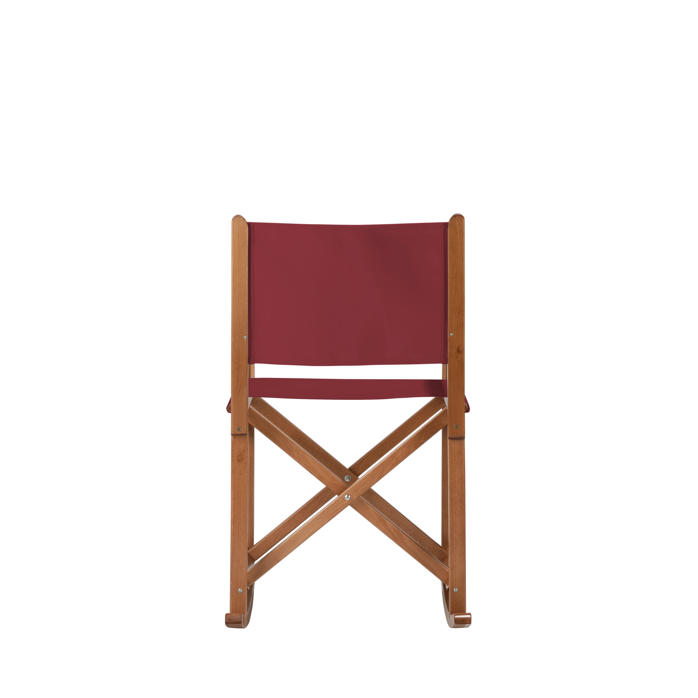 Schaukelstuhl Helmut aus brandyfarbenem Buchenholz mit Bezug in bordeaux, Rückansicht
#Swing | Set (Farbe)_bordeaux