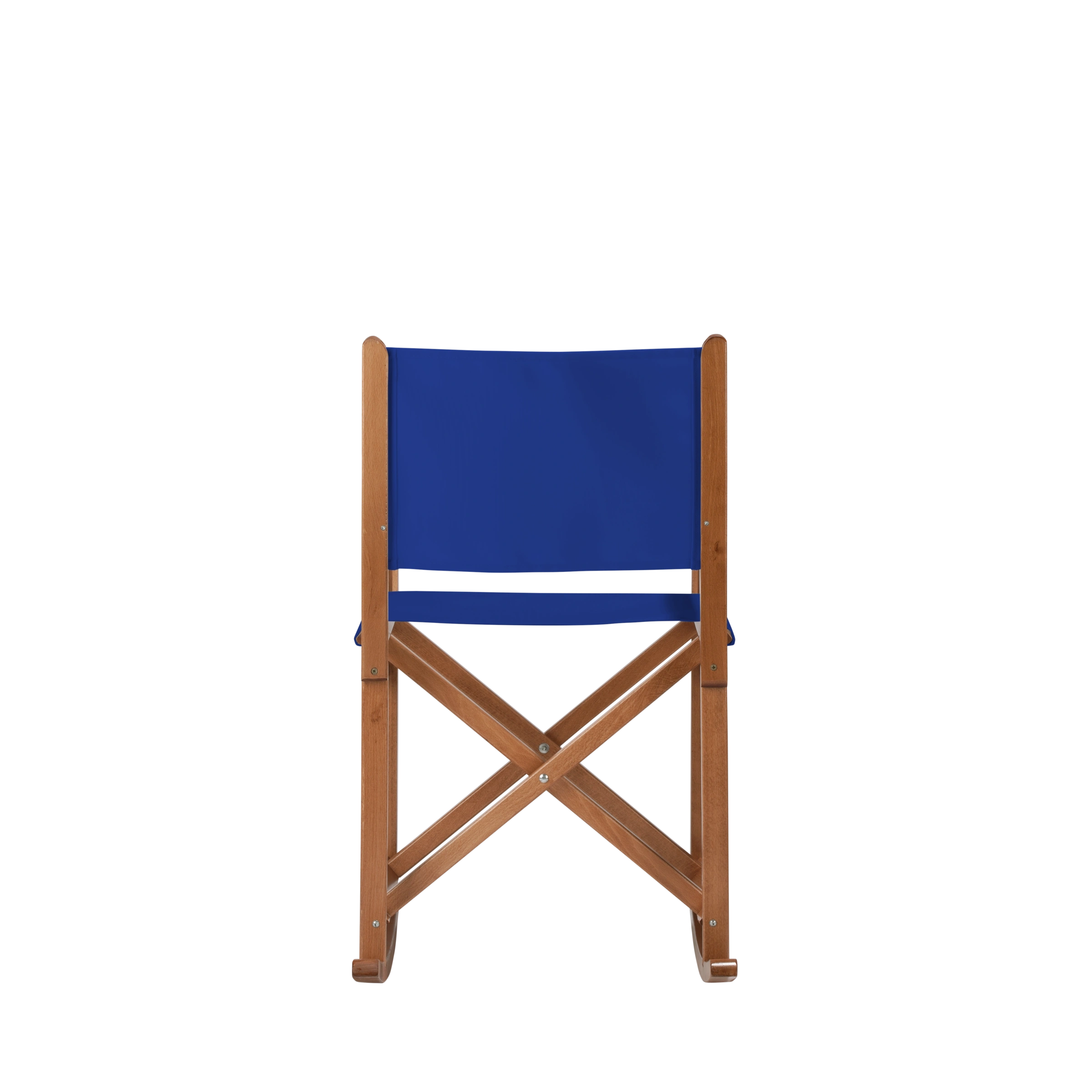 Schaukelstuhl Helmut aus brandyfarbenem Buchenholz mit dunkelblauem Bezug, Rückansicht
#Swing | Set (Farbe)_dunkelblau