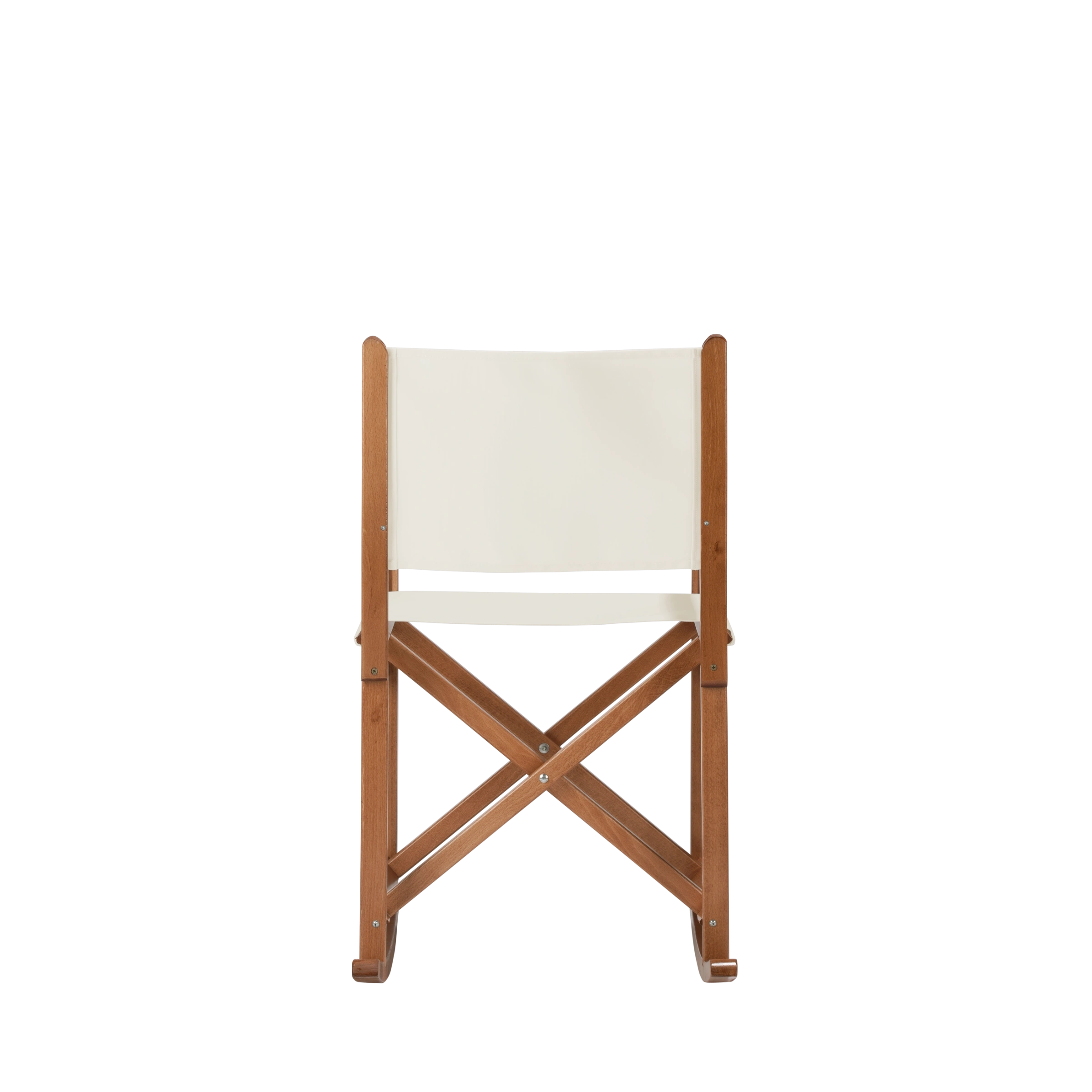 Schaukelstuhl Helmut aus brandyfarbenem Buchenholz mit weißem Bezug, Rückansicht
#Swing | Set (Farbe)_weiß