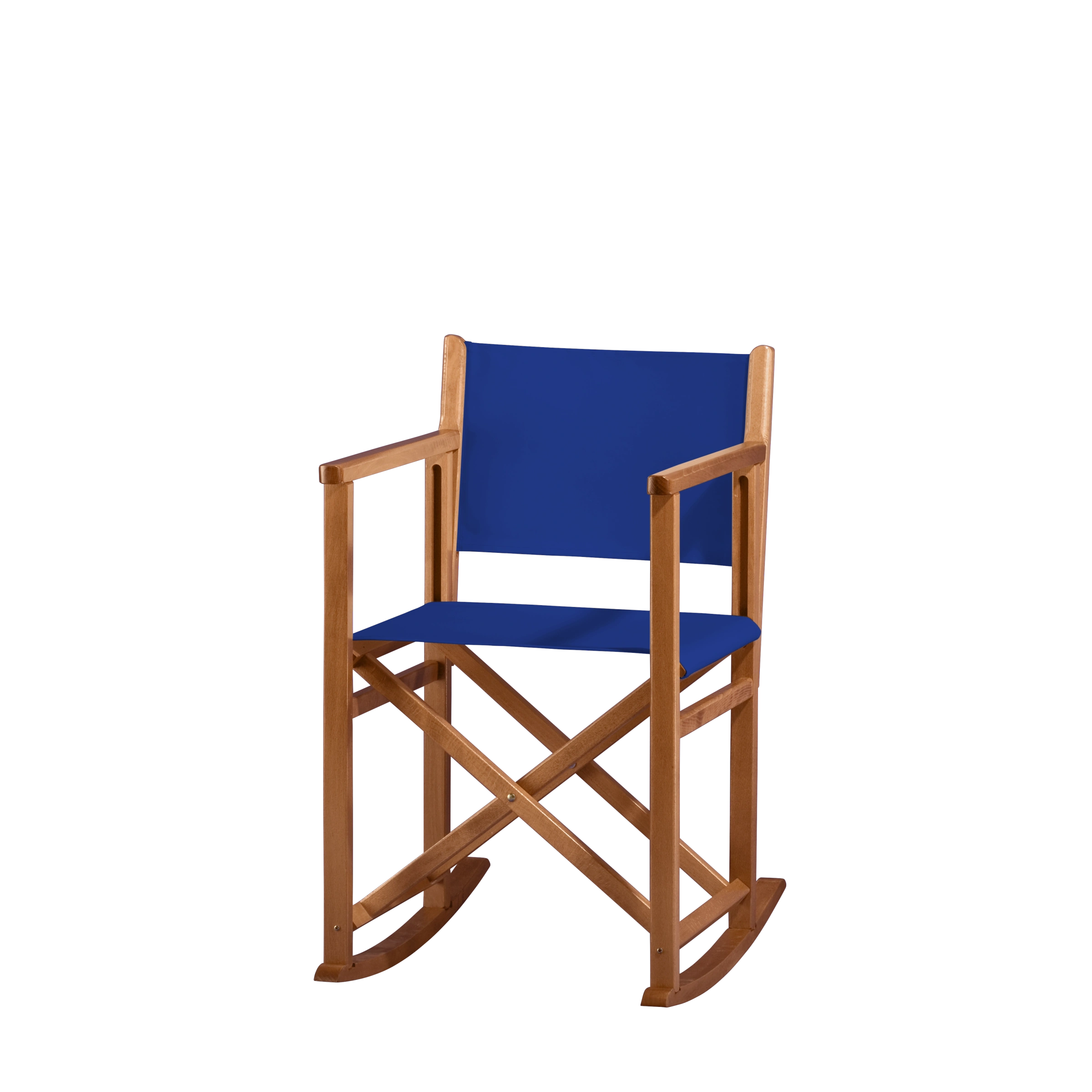 Schaukelstuhl Helmut aus brandyfarbenem Buchenholz mit dunkelblauem Bezug, Seitenansicht
#Swing | Set (Farbe)_dunkelblau