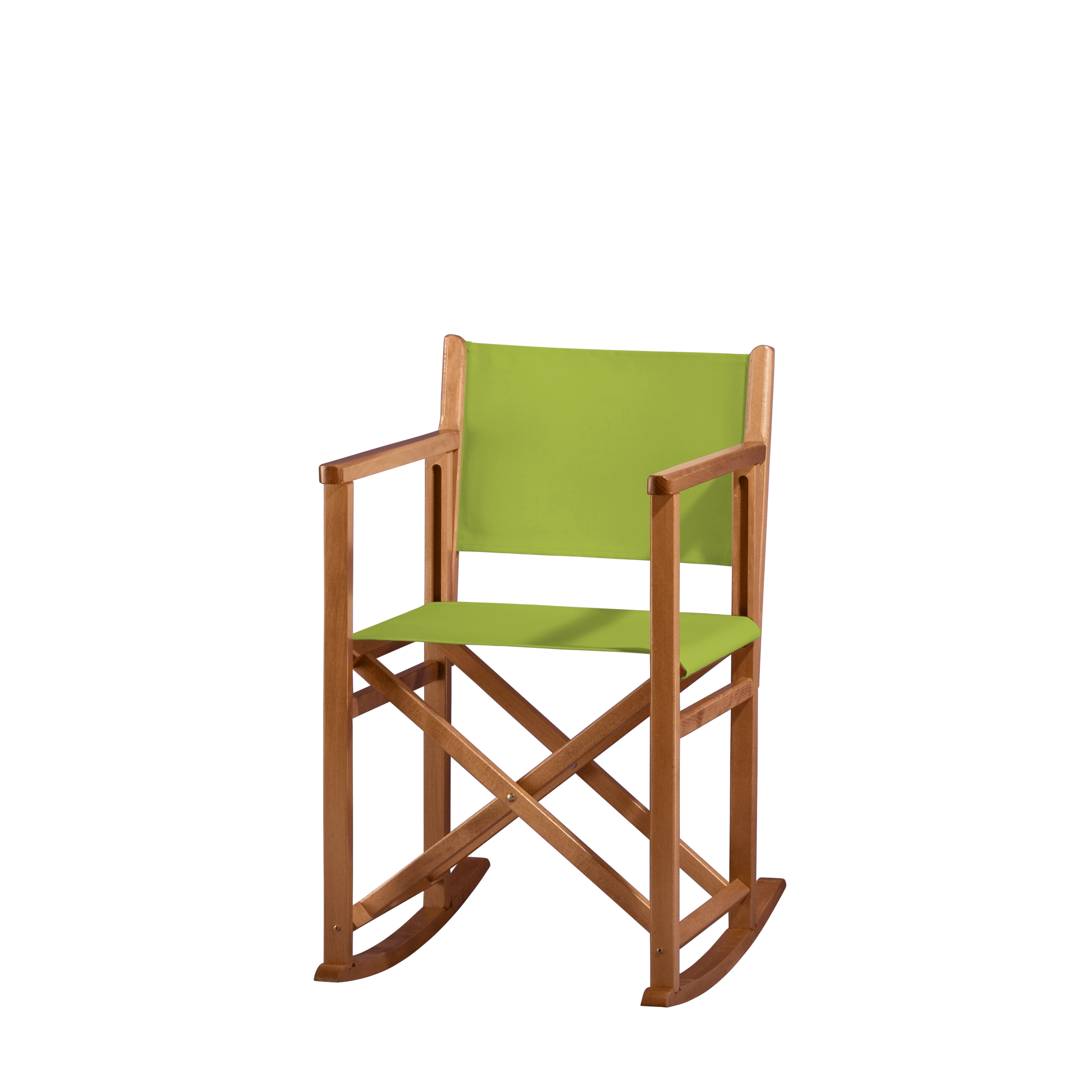 Schaukelstuhl Helmut aus brandyfarbenem Buchenholz mit hellgrünem Bezug, Seitenansicht
#Swing | Set (Farbe)_hellgrün