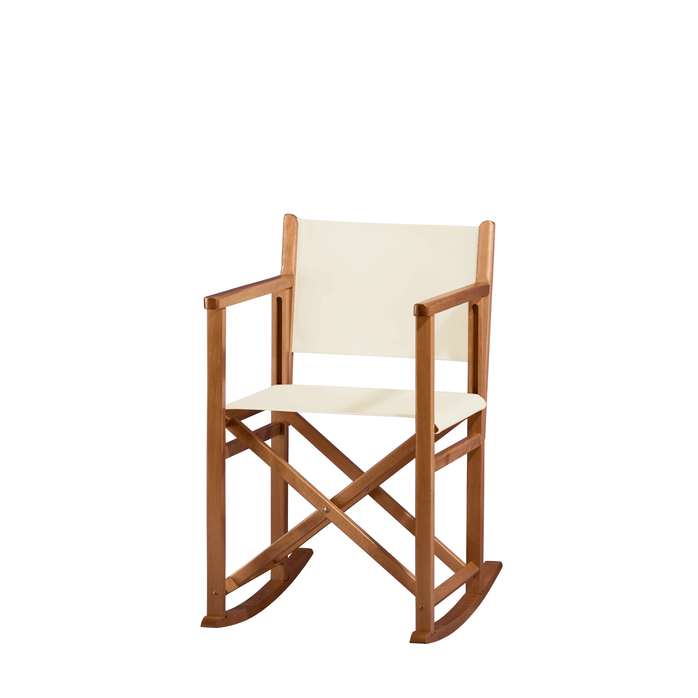 Schaukelstuhl Helmut aus brandyfarbenem Buchenholz mit naturfarbenem Bezug, Seitenansicht
#Swing | Set (Farbe)_natur