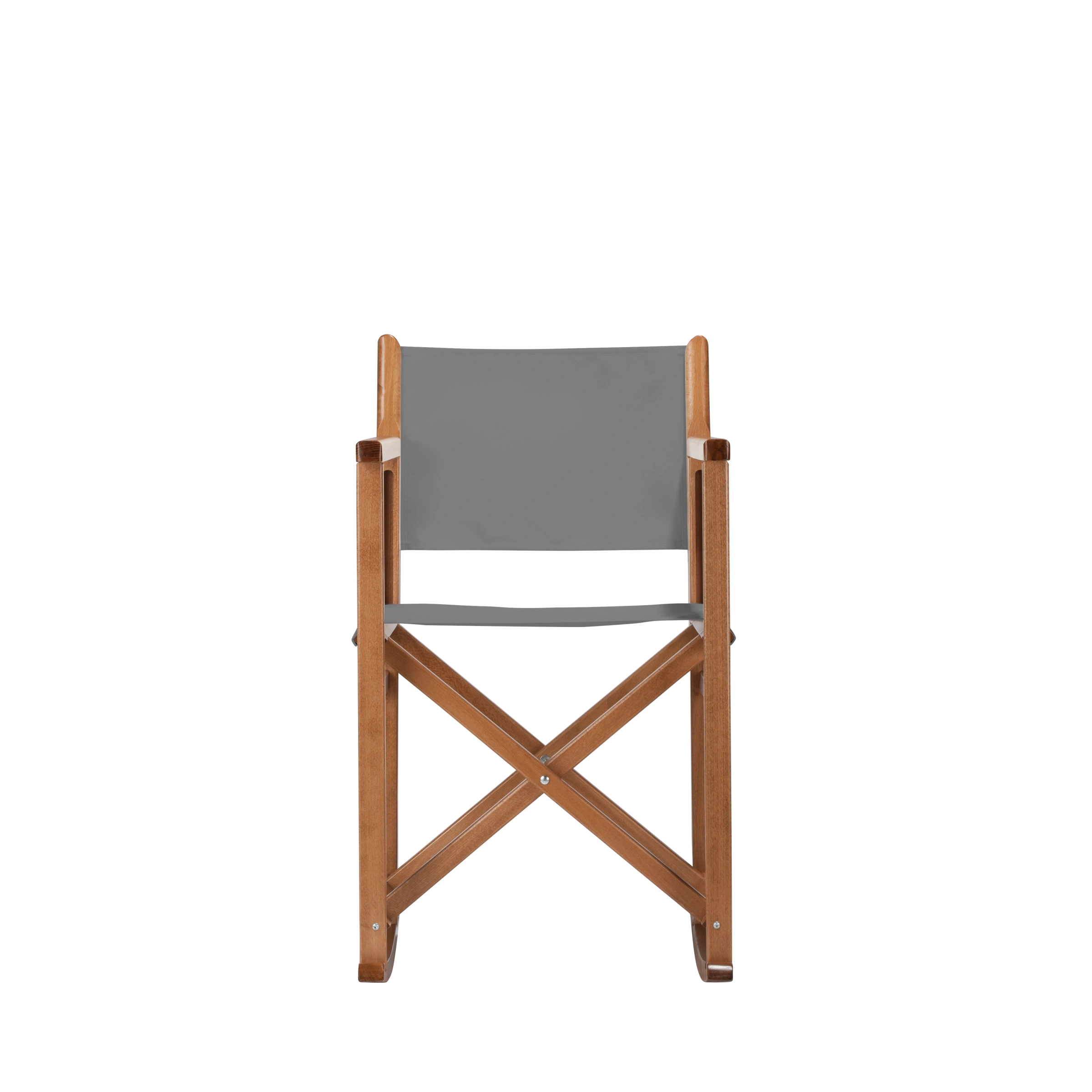 Schaukelstuhl Helmut aus brandyfarbenem Buchenholz mit anthrazitem Bezug, Frontalansicht
#Swing | Set (Farbe)_anthrazit