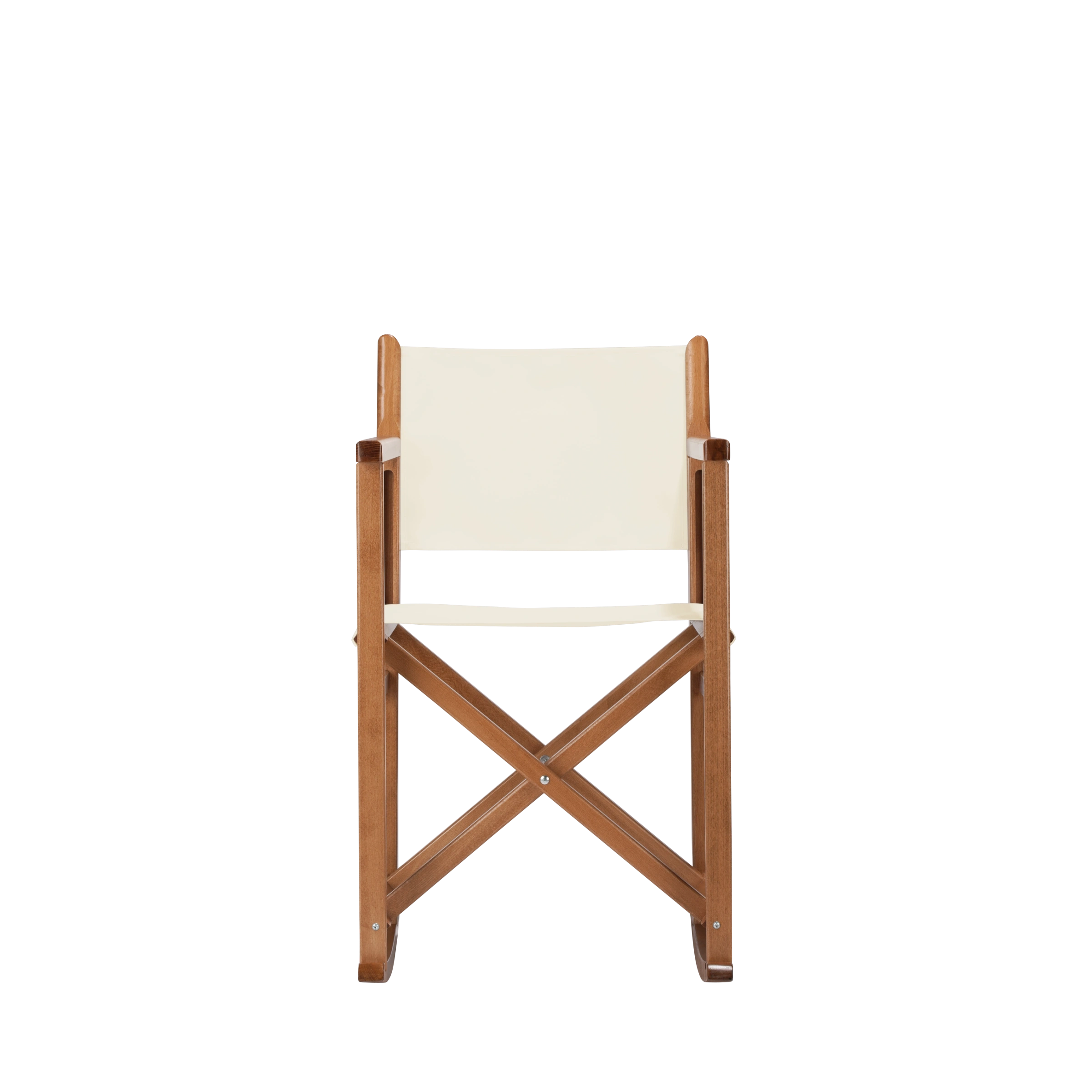 Schaukelstuhl Helmut aus brandyfarbenem Buchenholz mit naturfarbenem Bezug, Frontalansicht
#Swing | Set (Farbe)_natur