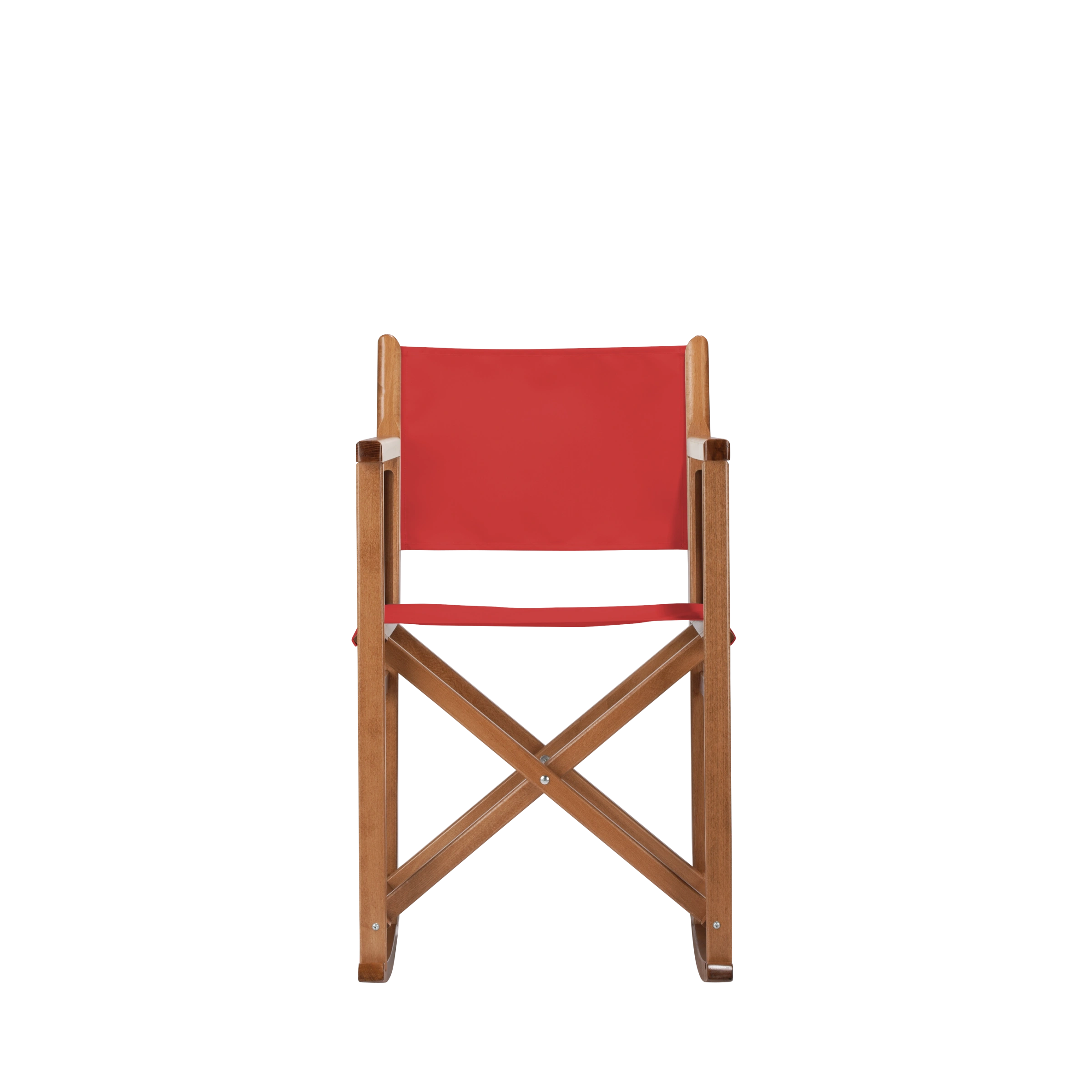 Schaukelstuhl Helmut aus brandyfarbenem Buchenholz mit Bezug in rivarot, Frontalansicht
#Swing | Set (Farbe)_rivarot