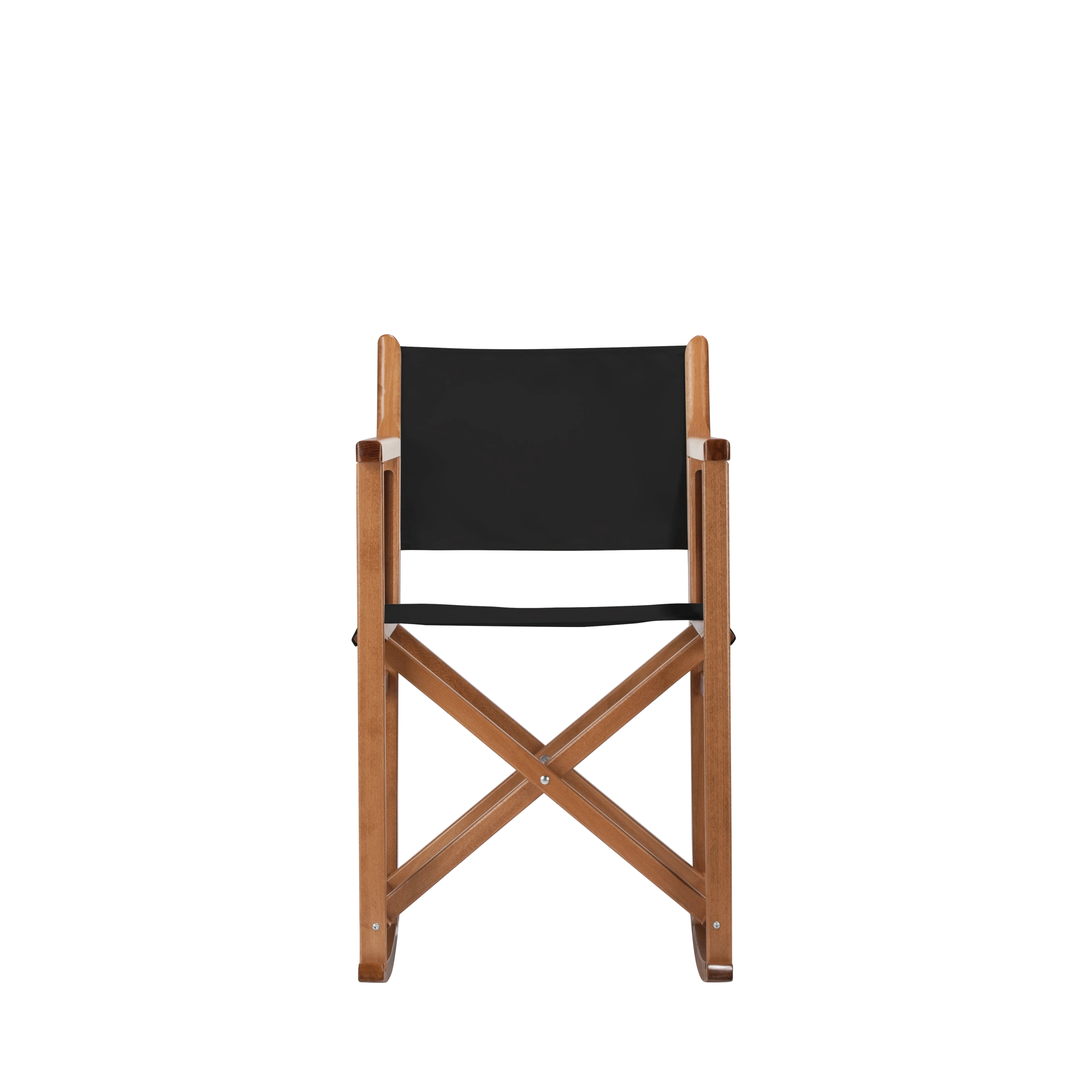 Schaukelstuhl Helmut aus brandyfarbenem Buchenholz mit schwarzem Bezug, Frontalansicht
#Swing | Set (Farbe)_schwarz