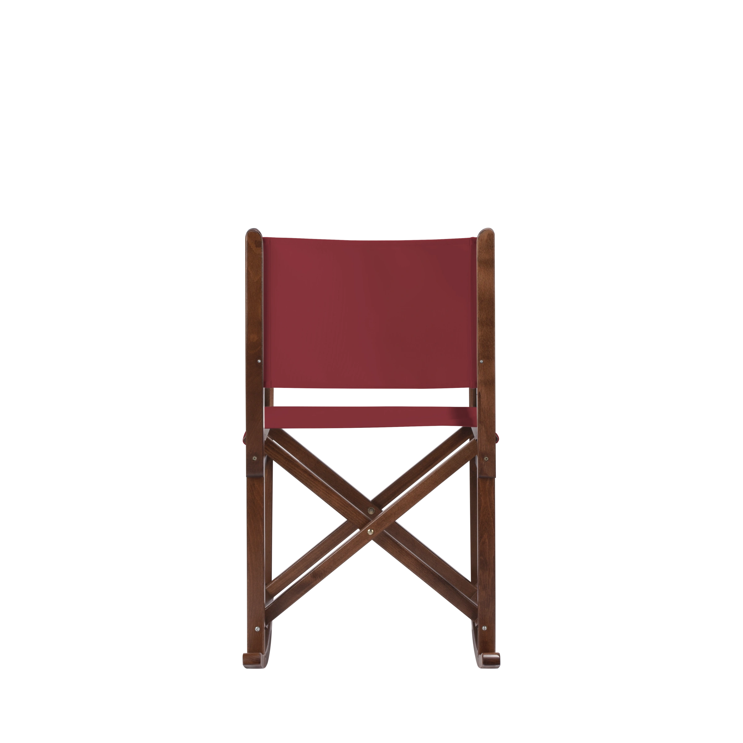 Schaukelstuhl Helmut aus braunem Buchenholz mit Bezug in bordeaux, Rückansicht
#Swing | Set (Farbe)_bordeaux