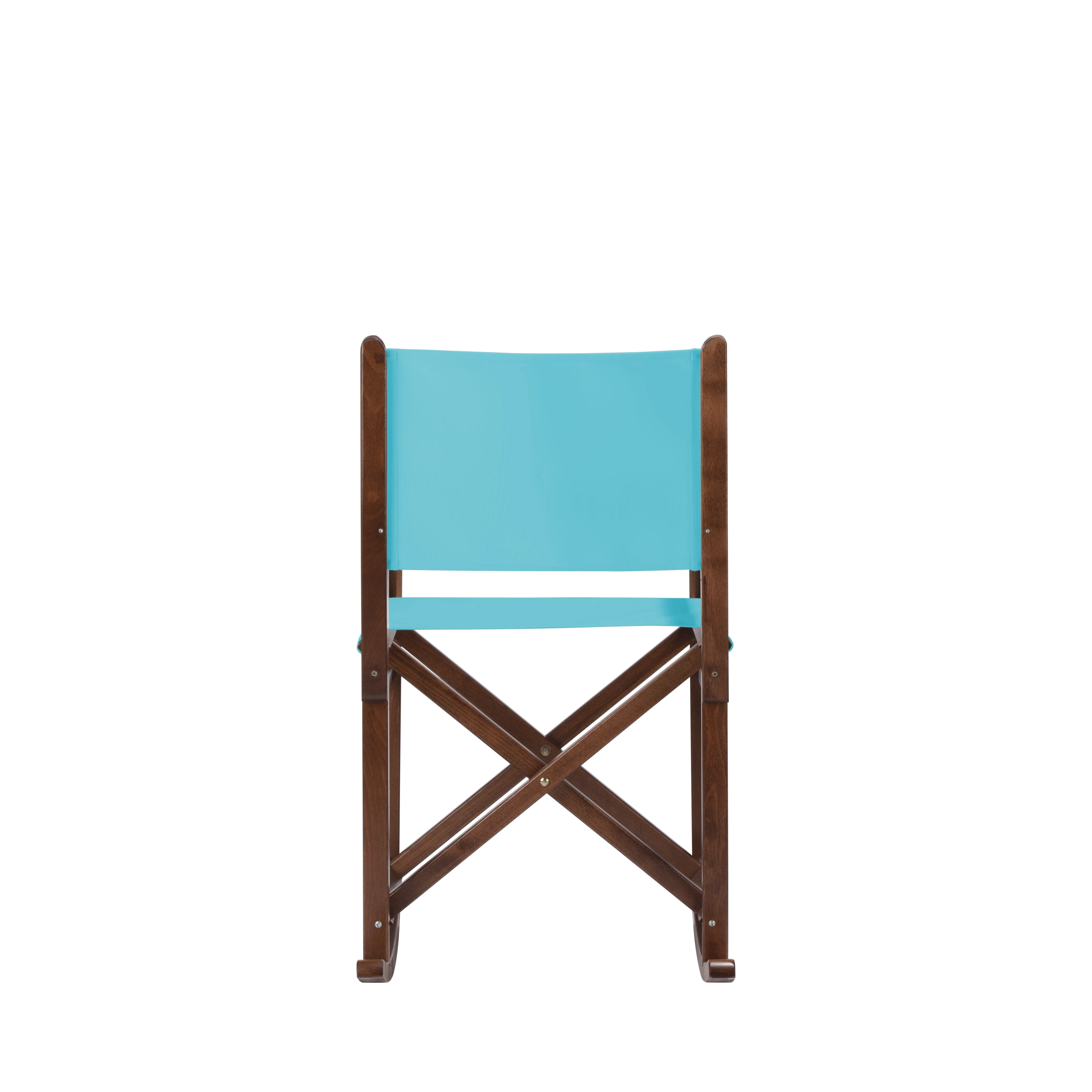 Schaukelstuhl Helmut aus braunem Buchenholz mit hellblauem Bezug, Rückansicht
#Swing | Set (Farbe)_hellblau