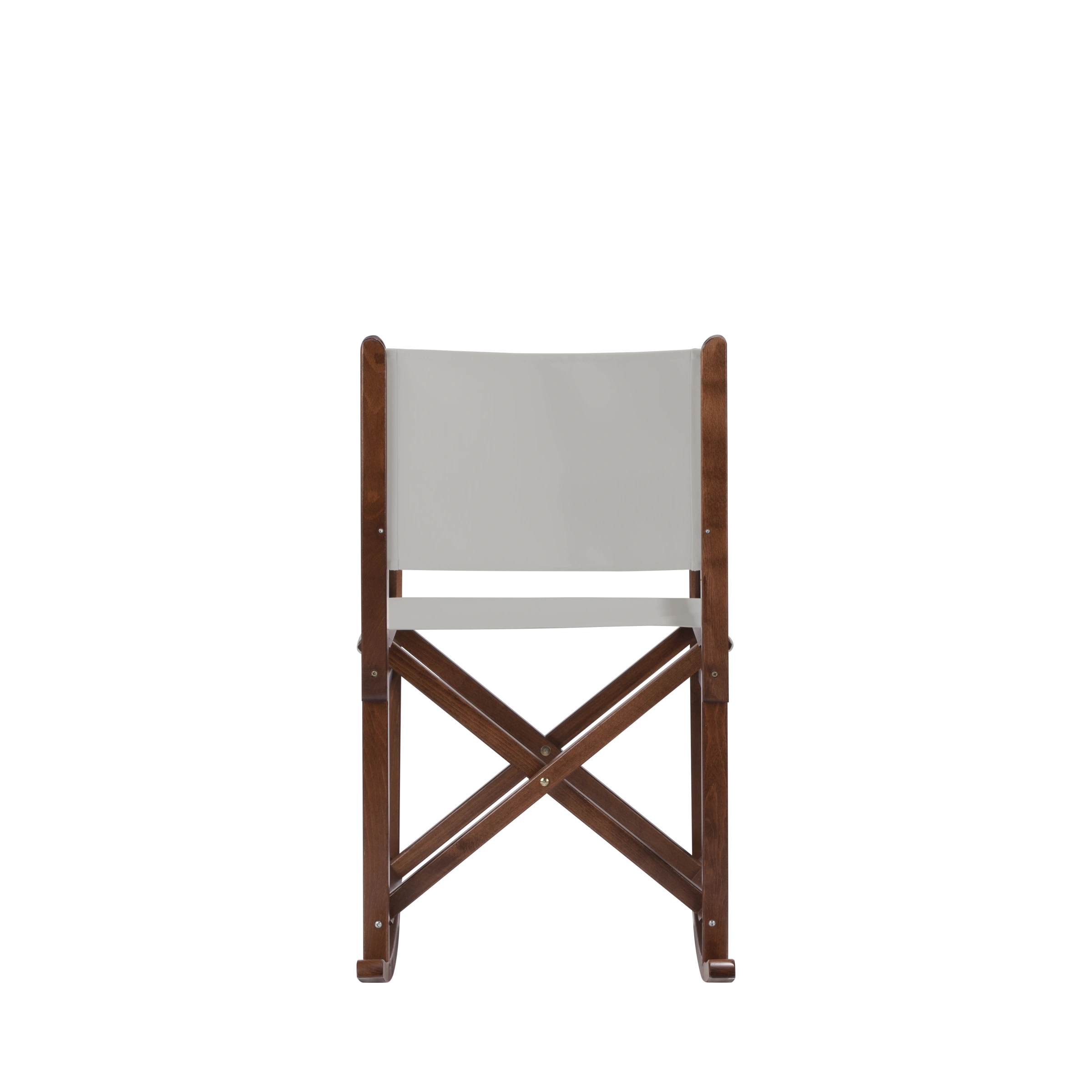 Schaukelstuhl Helmut aus braunem Buchenholz mit hellgrauem Bezug, Rückansicht
#Swing | Set (Farbe)_hellgrau