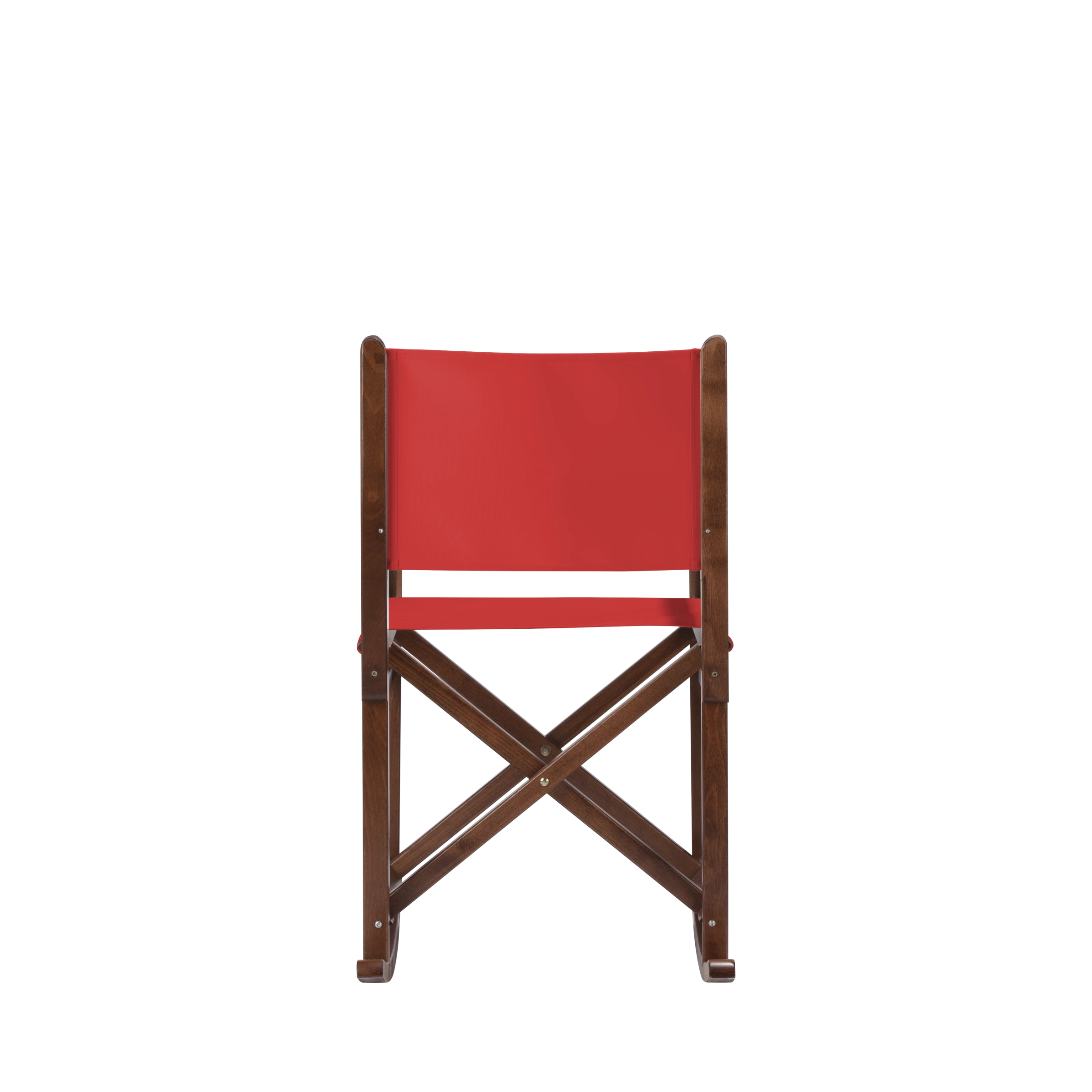 Schaukelstuhl Helmut aus braunem Buchenholz mit Bezug in rivarot, Rückansicht
#Swing | Set (Farbe)_rivarot