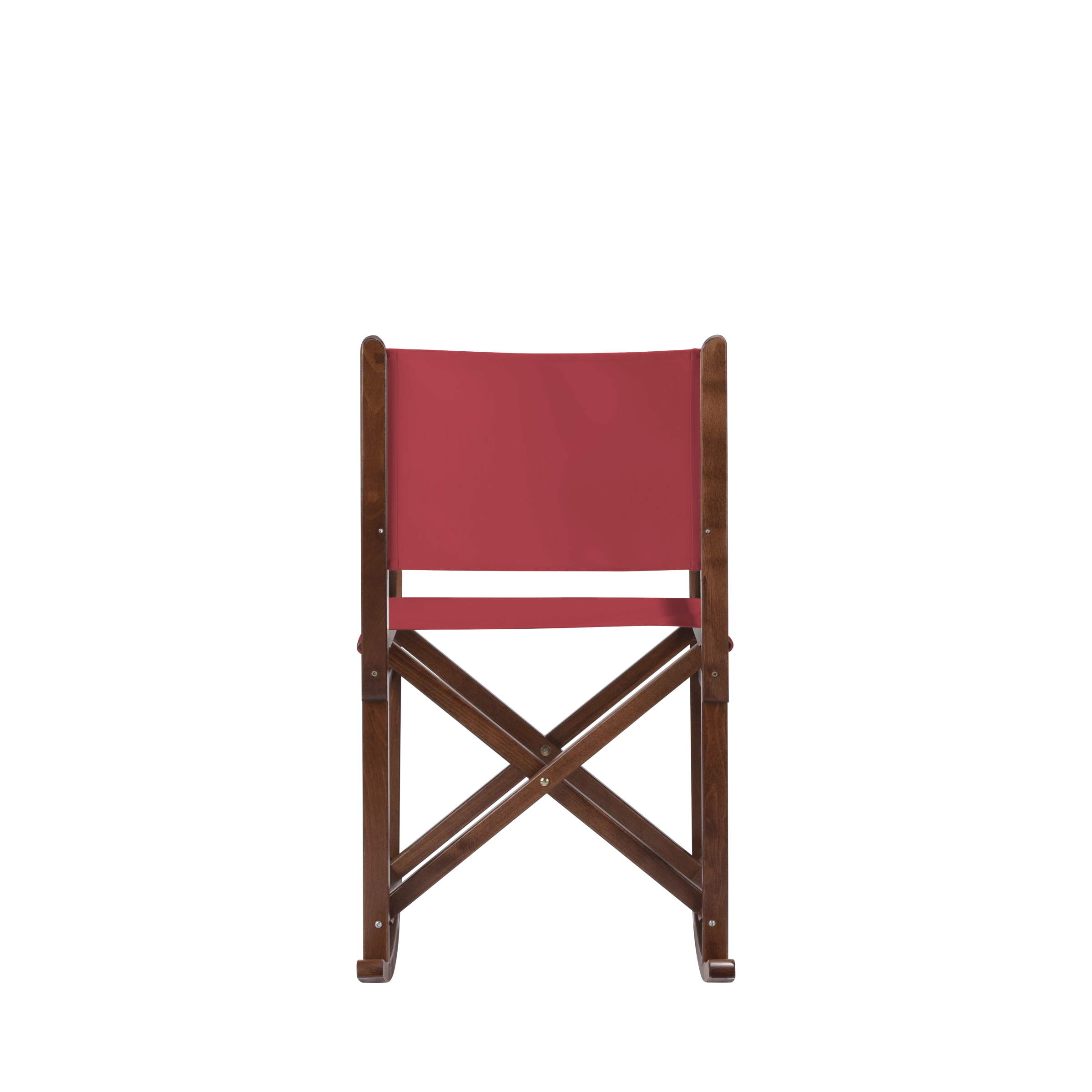 Schaukelstuhl Helmut aus braunem Buchenholz mit rotem Bezug, Rückansicht
#Swing | Set (Farbe)_rot