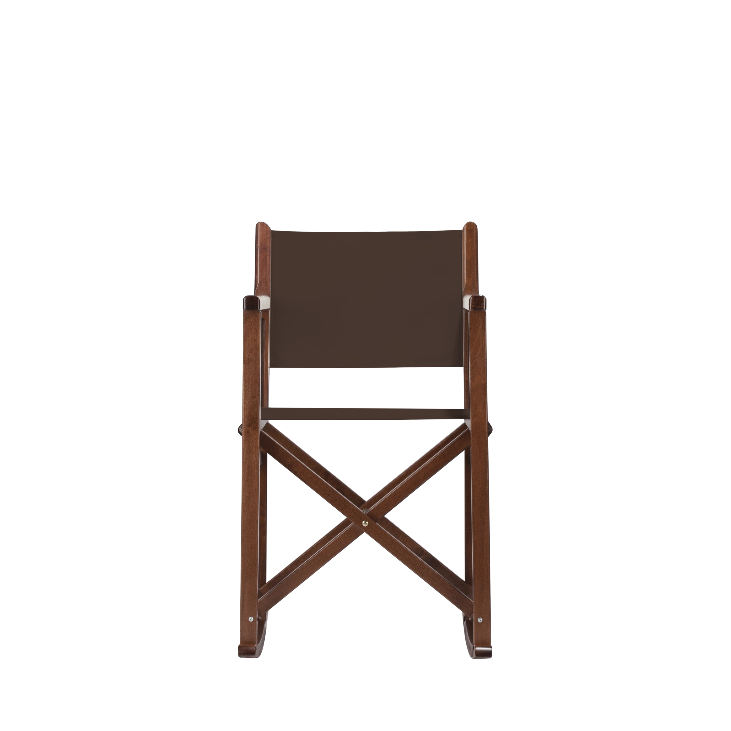 Schaukelstuhl Helmut aus braunem Buchenholz mit Bezug in caffé, Frontalansicht
#Swing | Set (Farbe)_caffé