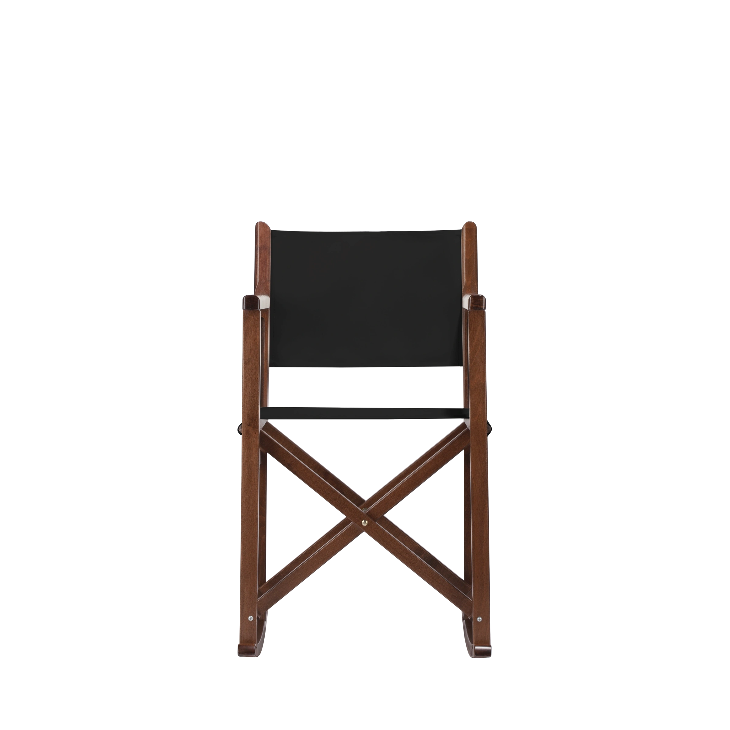 Schaukelstuhl Helmut aus braunem Buchenholz mit schwarzem Bezug, Frontalansicht
#Swing | Set (Farbe)_schwarz