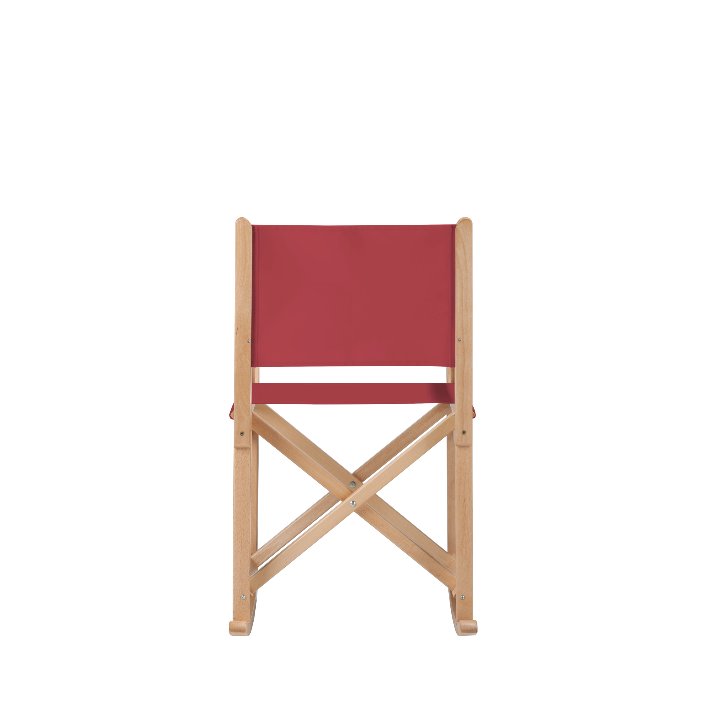 Schaukelstuhl Helmut aus naturfarbenem Buchenholz mit rotem Bezug, Rückansicht
#Swing | Set (Farbe)_rot