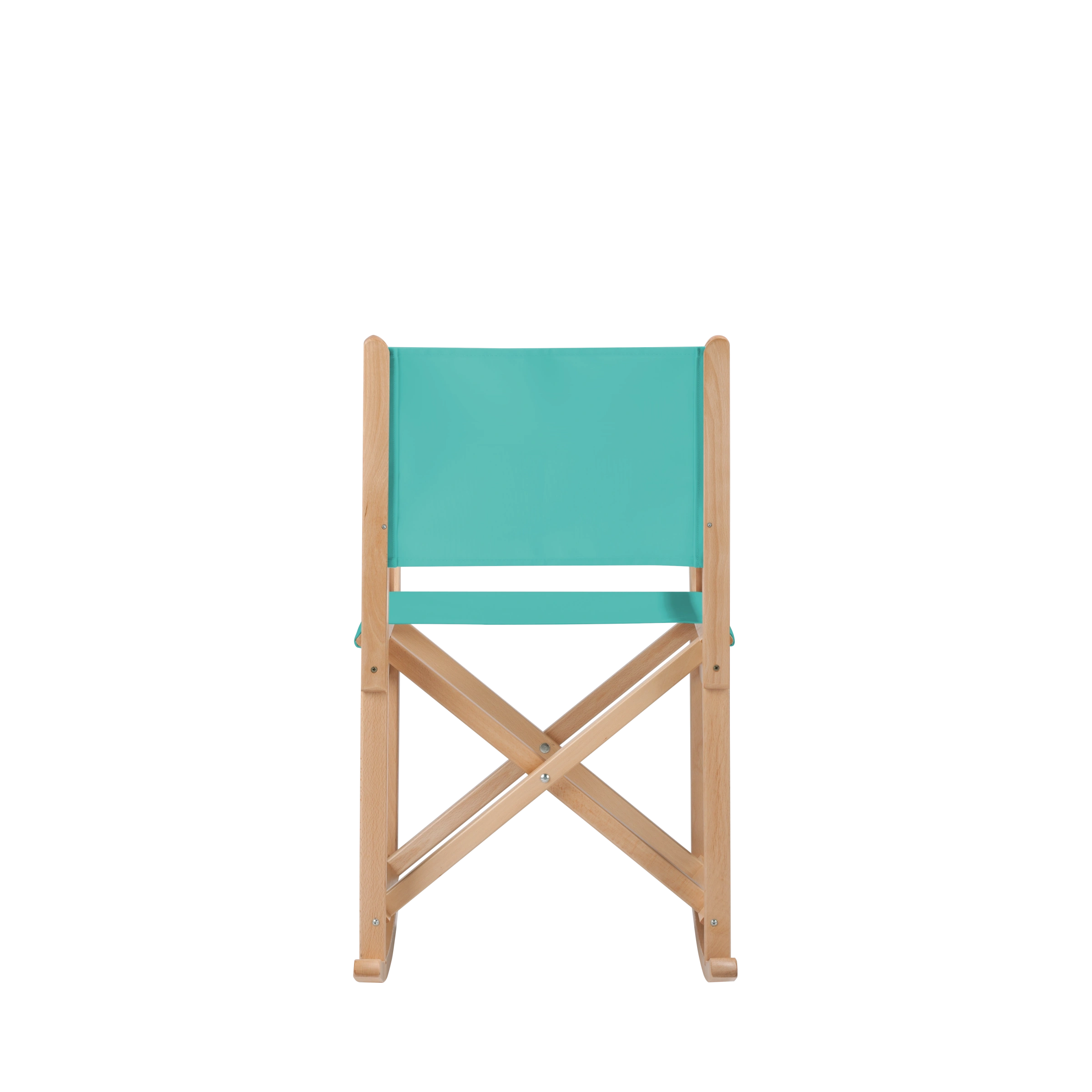 Schaukelstuhl Helmut aus naturfarbenem Buchenholz mit türkisem Bezug, Rückansicht
#Swing | Set (Farbe)_türkis