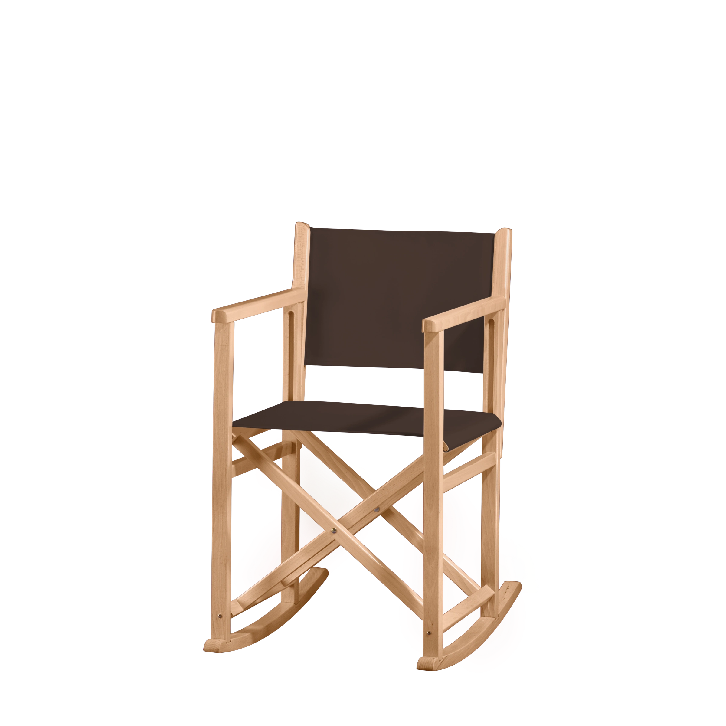 Schaukelstuhl Helmut aus naturfarbenem Buchenholz mit Bezug in caffé, Seitenansicht
#Swing | Set (Farbe)_caffé