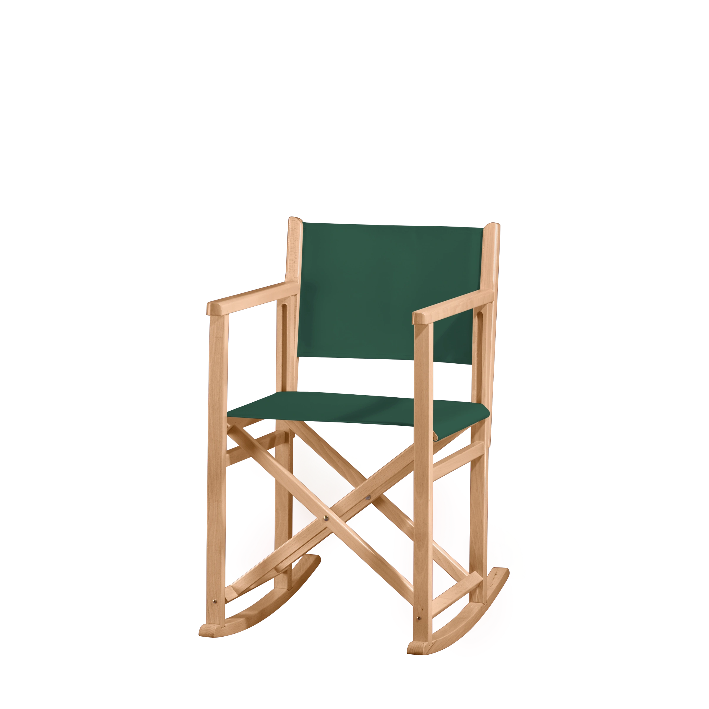 Schaukelstuhl Helmut aus naturfarbenem Buchenholz mit dunkelgrünem Bezug, Seitenansicht
#Swing | Set (Farbe)_dunkelgrün